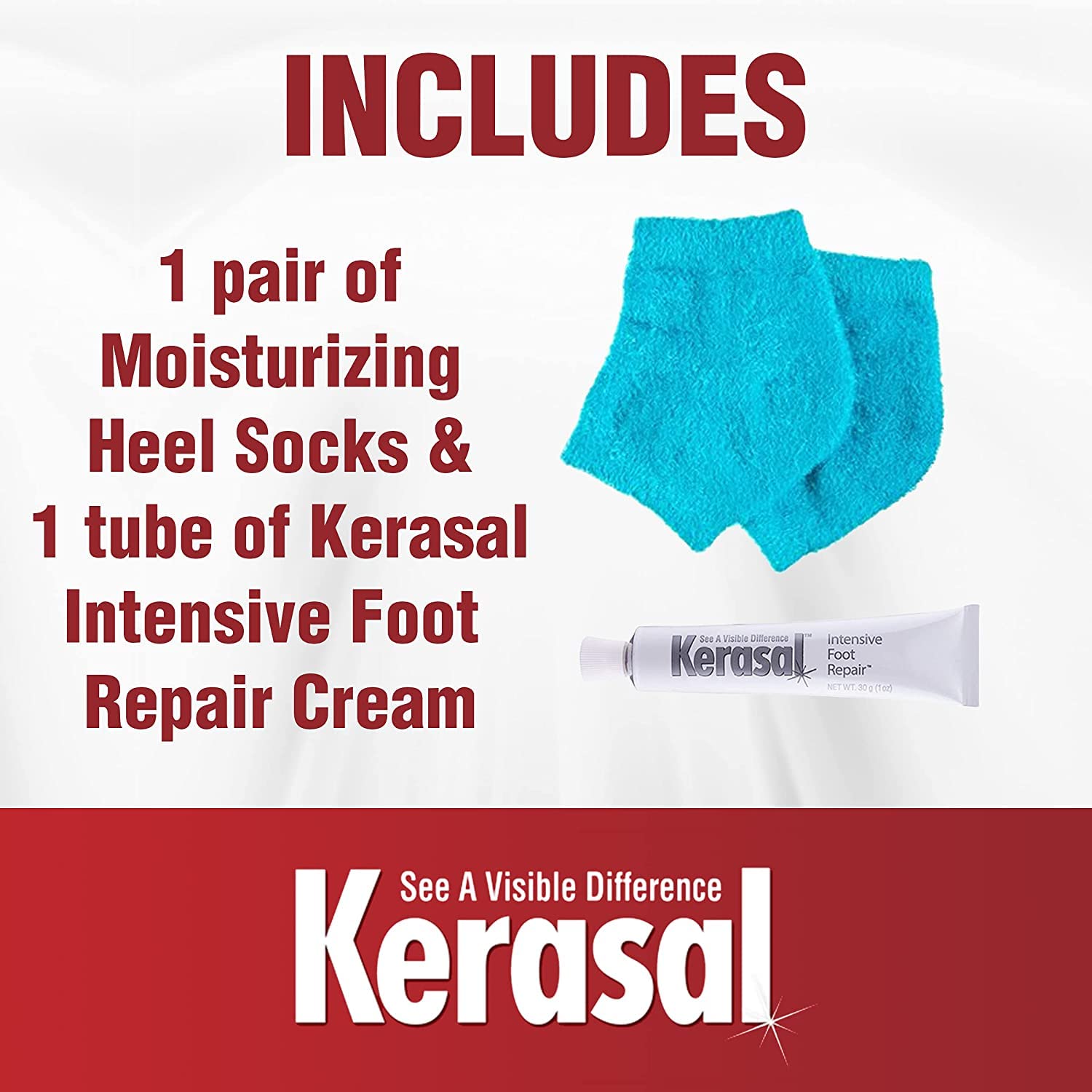 Kerasal Intensive Foot Repair Skin Healing Ointment, 1 Oz And Zen Toes Moisturizing Gel Socks, One Pair