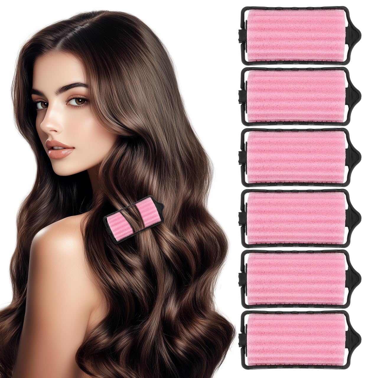 PartyKindom 8 pcs Sponge Hair Rollers Self Holding Foam Hair Curlers for Sleeping Rollers for Volume Soft Styling Tools for Home