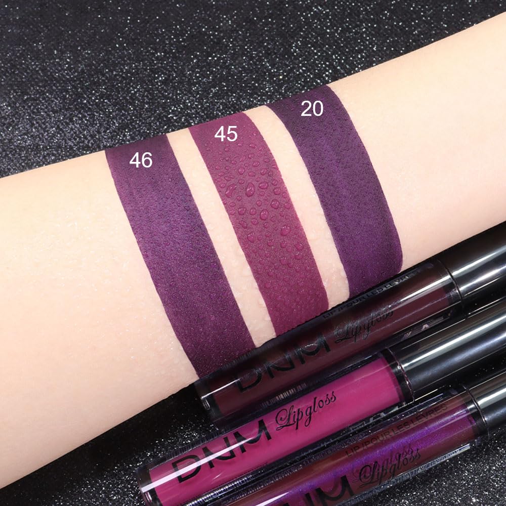 Evpct Dnm 3Pcs Dark Purple Mauve Plum Maroon Matte Liquid Lipstick Lip Stain Sets For Women Matte+Lipstick Long Lasting Permanen