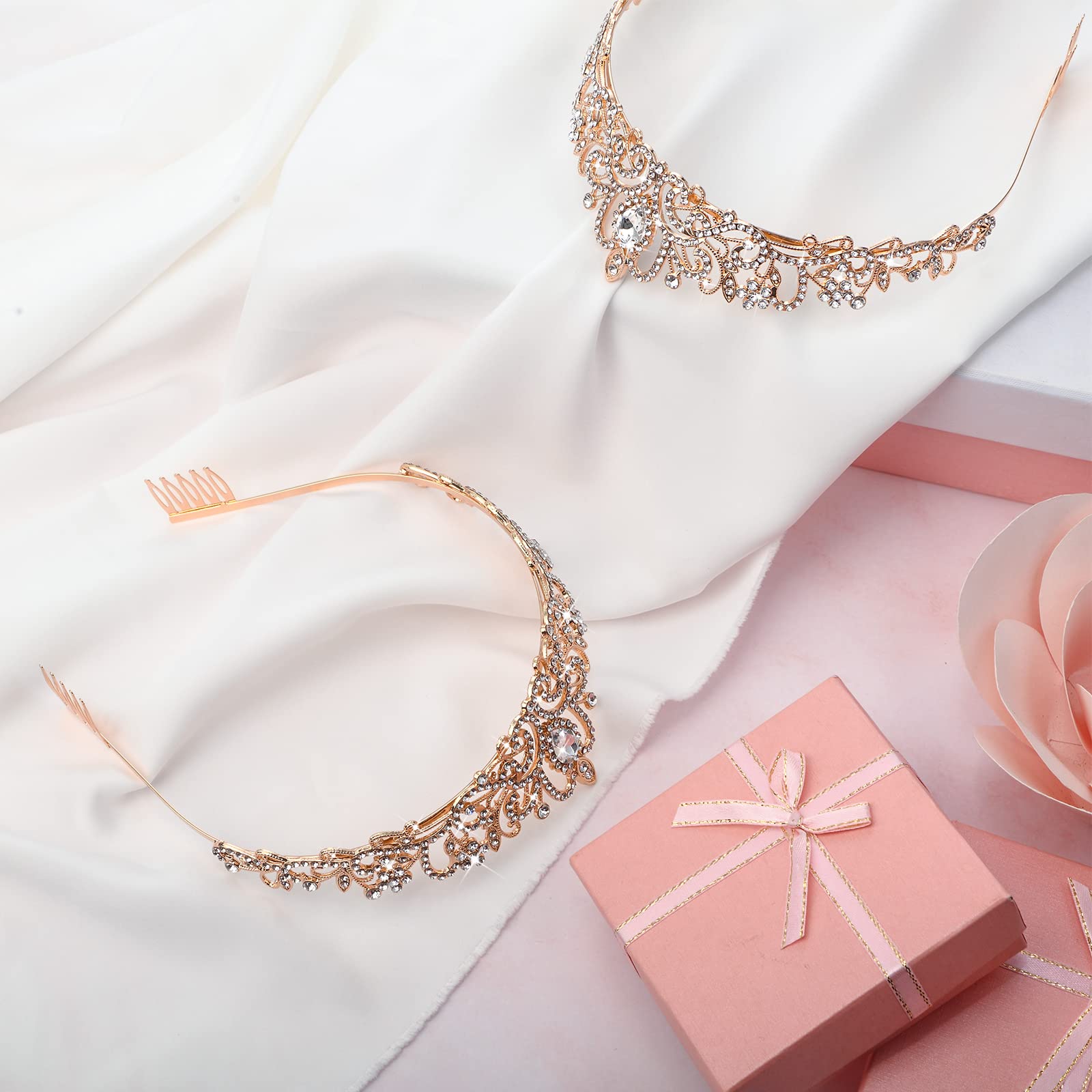 BBTO 10 Pcs Crystal Tiara and Crowns for Women Girls Princess Rhinestone Crown Queen Headband with Combs Bride Tiara for Birthda
