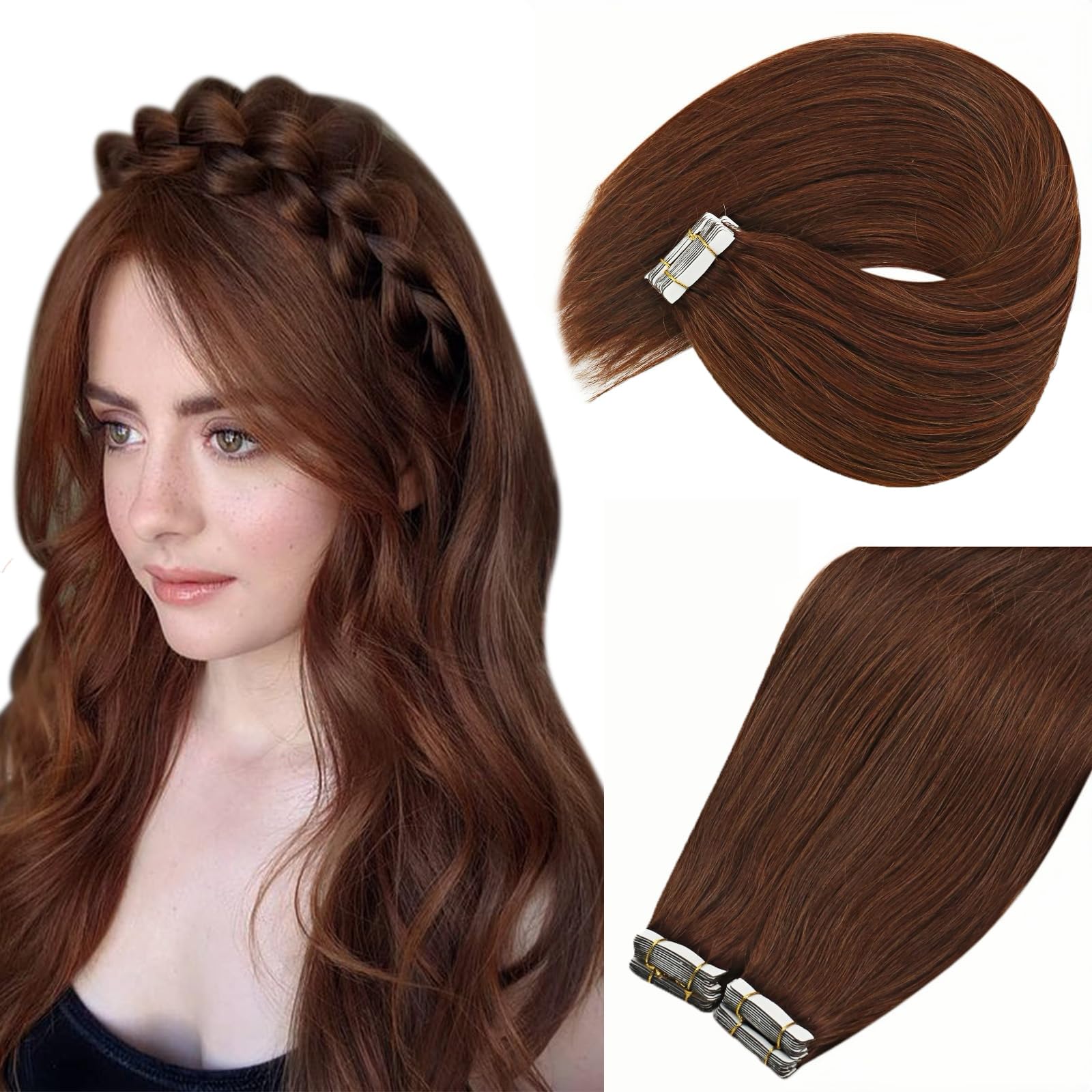 Ve Sunny Auburn Tape In Hair Extensions Remy Hair Tape In Extensions Human Hair Red Auburn Tape In Real Human Hair Extensions Se
