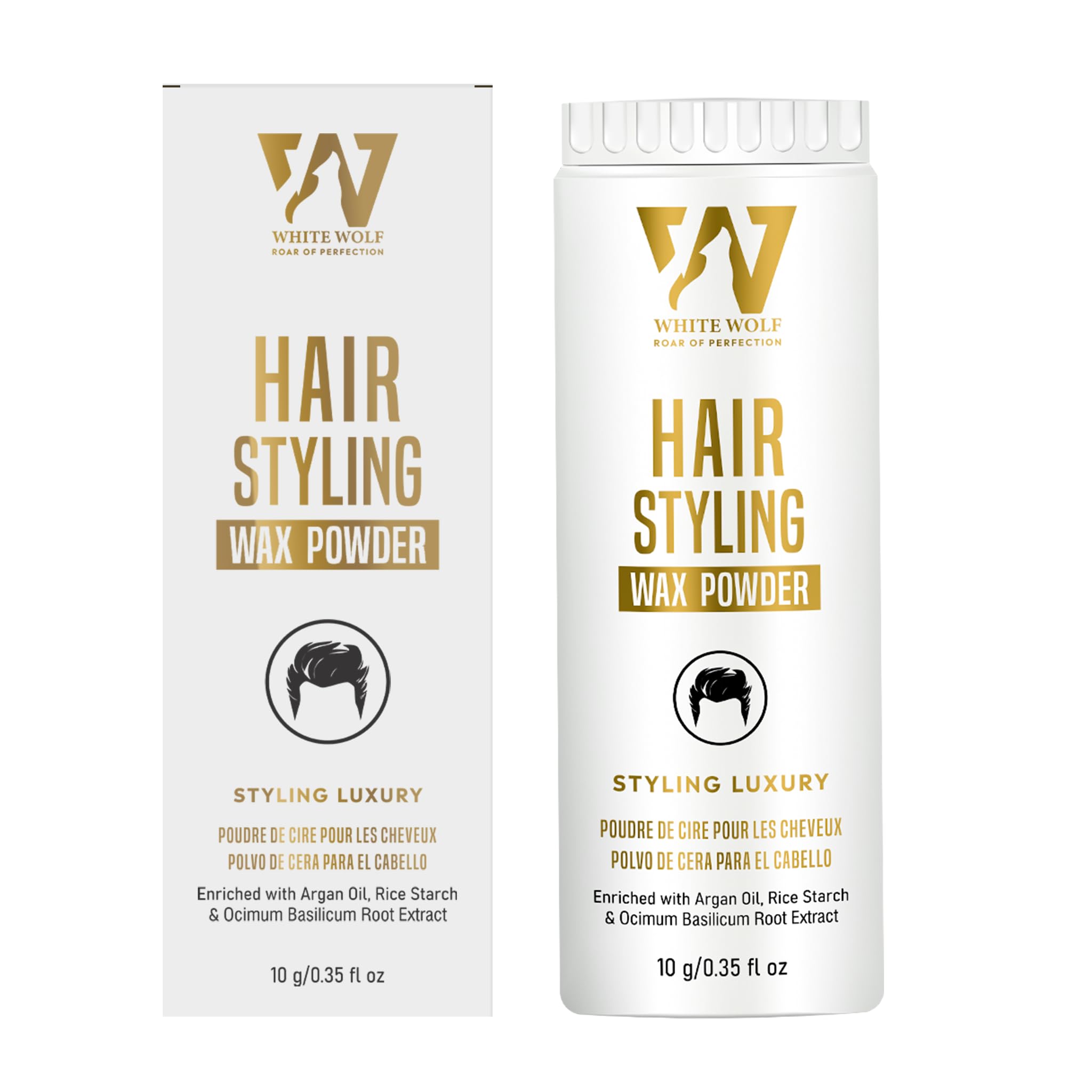 White Wolf Hair Styling Powder Wax For Men  Matte Finish, Strong Hold & Volumizing Hair Powder With Rice Starch, Argan Oil & Ba