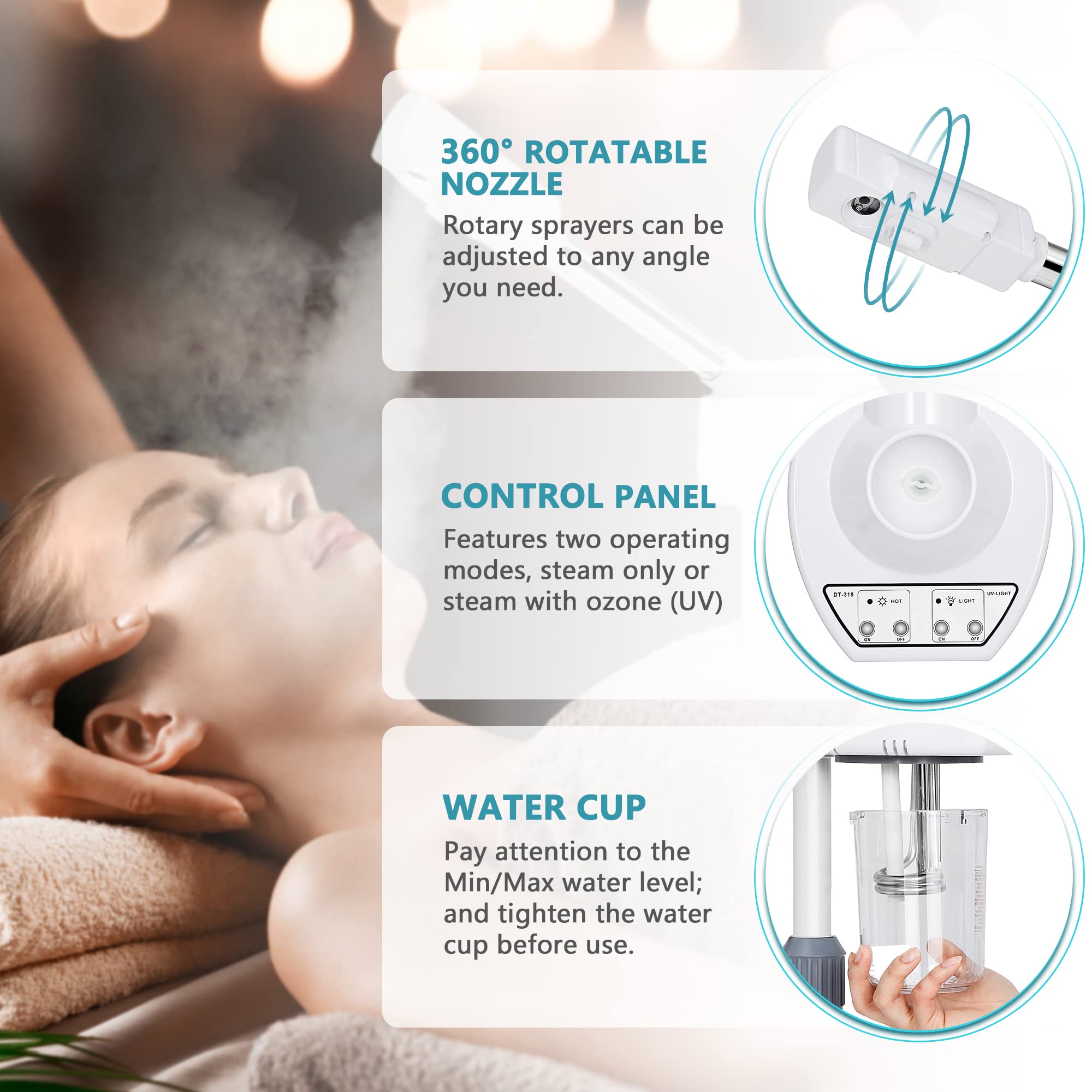 Nova Microdermabrasion Professional 2 In 1 Facial Steamer For Face Deep Cleaning Ozone Face Steamer With 5X Magnifying Lamp Hot