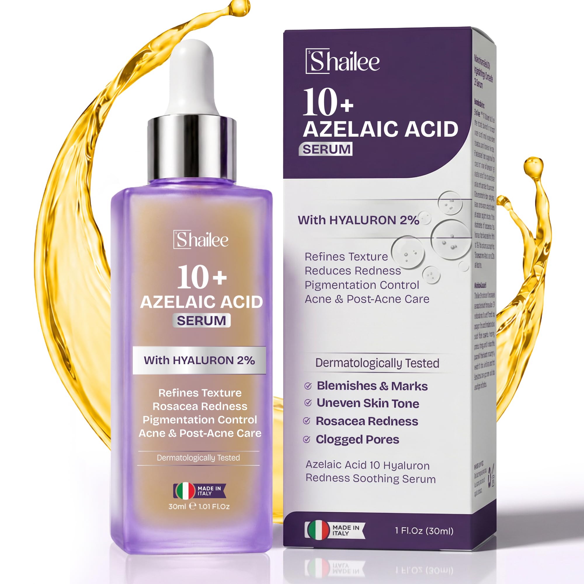 Azelaic Acid Serum 10 with Hyaluron 2% | Rosacea Treatment for Face | Redness Relief Facial Serum for Acne Treatment & Breakouts