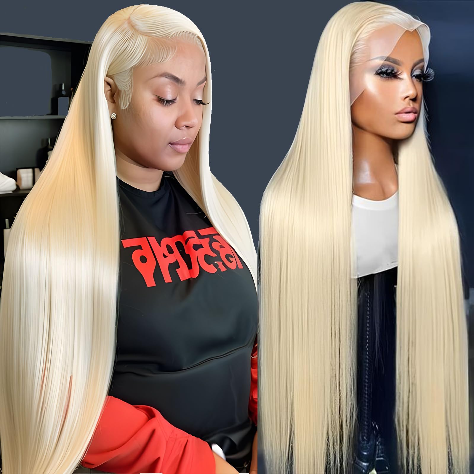 MYDIVA 613 13x6 Lace Front Wig Human Hair 28 inch Straight Blonde Wig Human Hair 180% Density 613 HD Lace Frontal Wig Blonde Lac