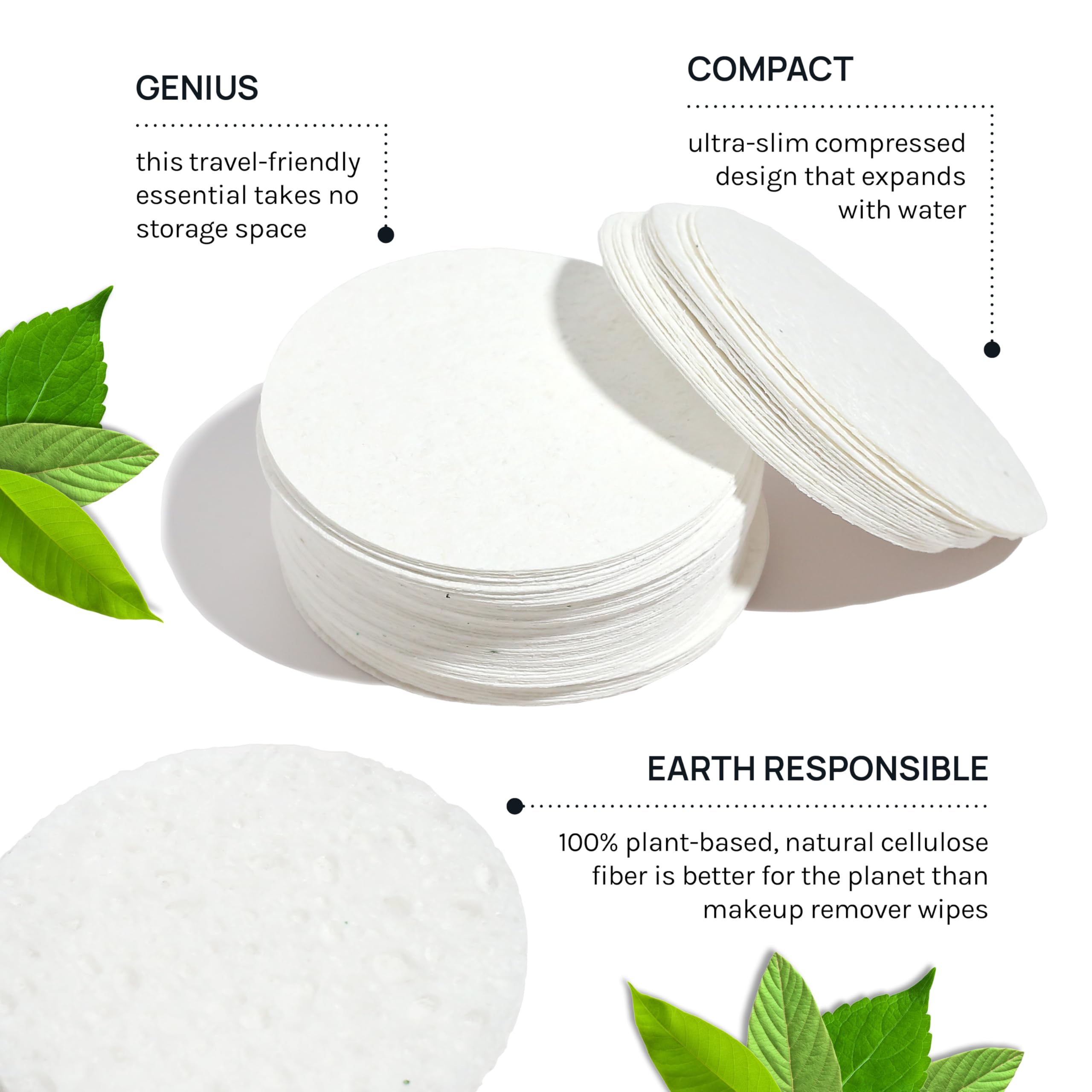 Aoa Studio 50-Count Compressed Facial Sponges 100% Natural Cosmetic Spa Sponges For Facial Cleansing, Exfoliating Mask, Remove F