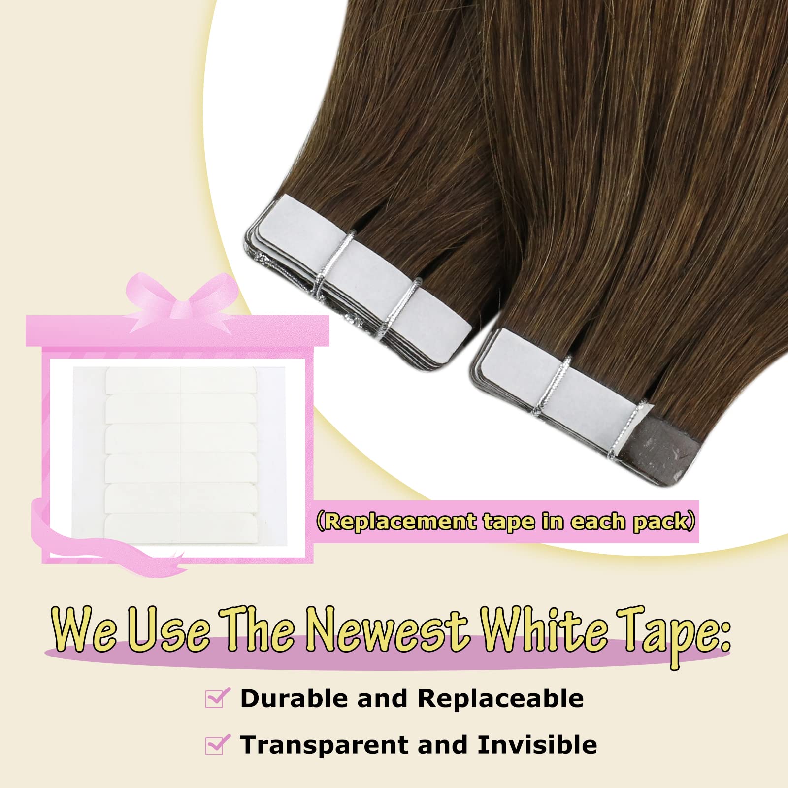 Sunny Tape In Hair Extensions Human Hair Brown Balayage Tape In Remy Hair Extensions Natural Seamless Hair Extensions Tape In Hu