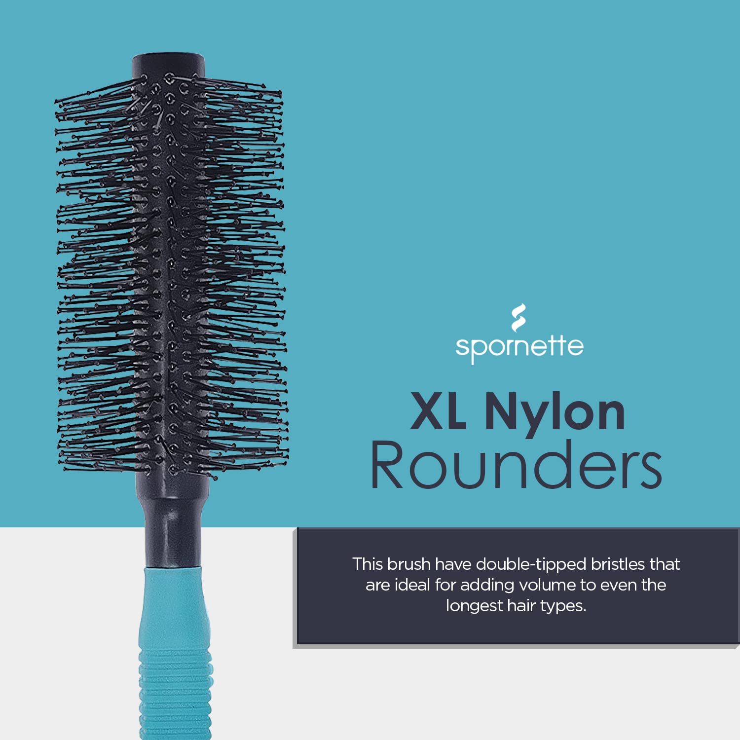 Spornette Double Stranded XL Nylon Round Brush 2.25 Inch (#962-XL) for Straightening, Smoothing, Relaxing, De-Frizzing, Detangli