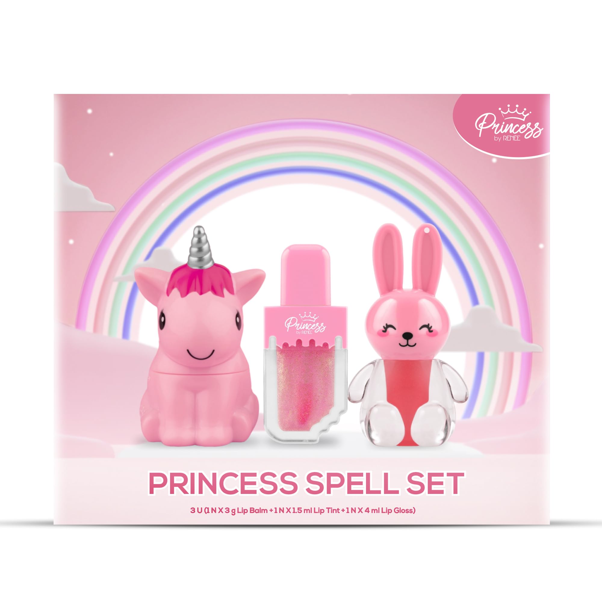 Princess By Renee Princess Spell Set, Safe & SkinFriendly Lip Care Combo For Preteens | Includes Snowball Lip Balm, Sugar Spark