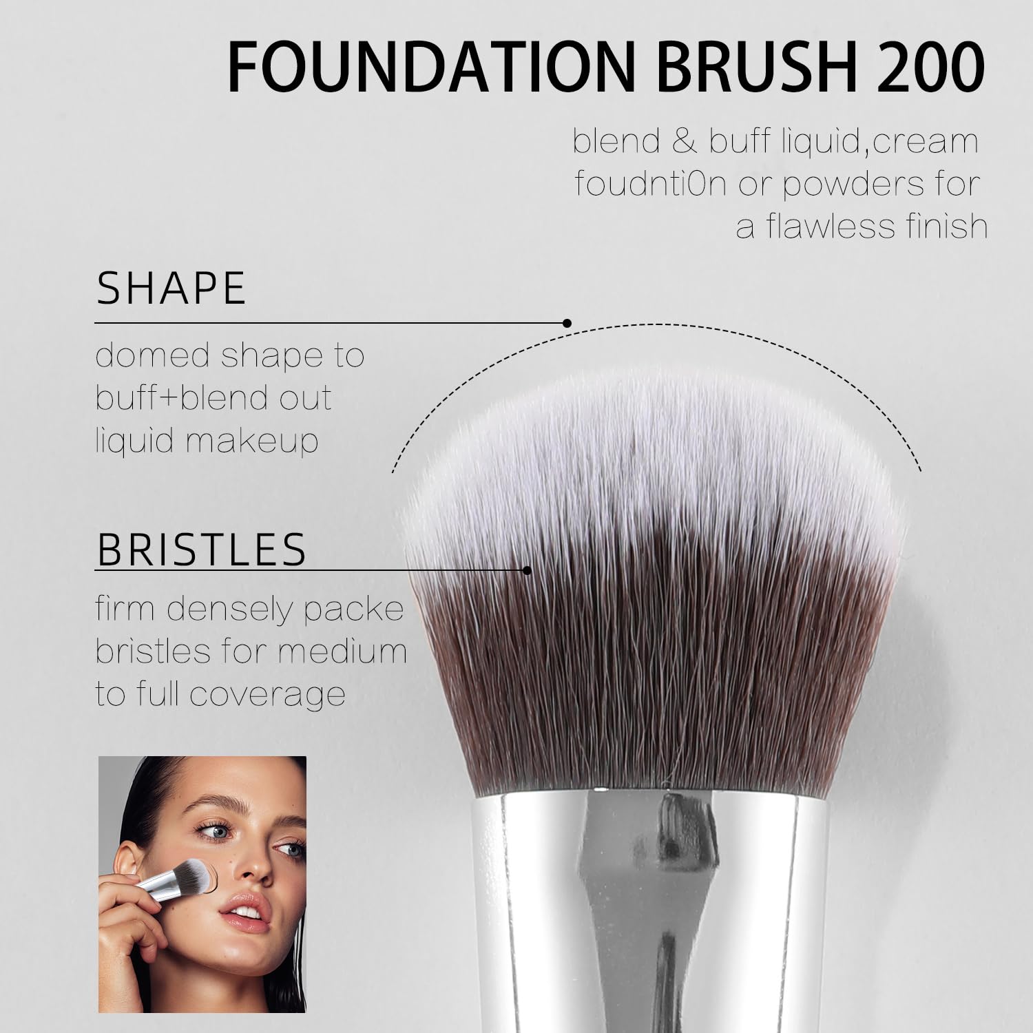 Energy Foundation Brush Expert Face Makeup Brush For Liquid Cream Powder Blending Buffing Buildable Coverage For Base Makeup Den