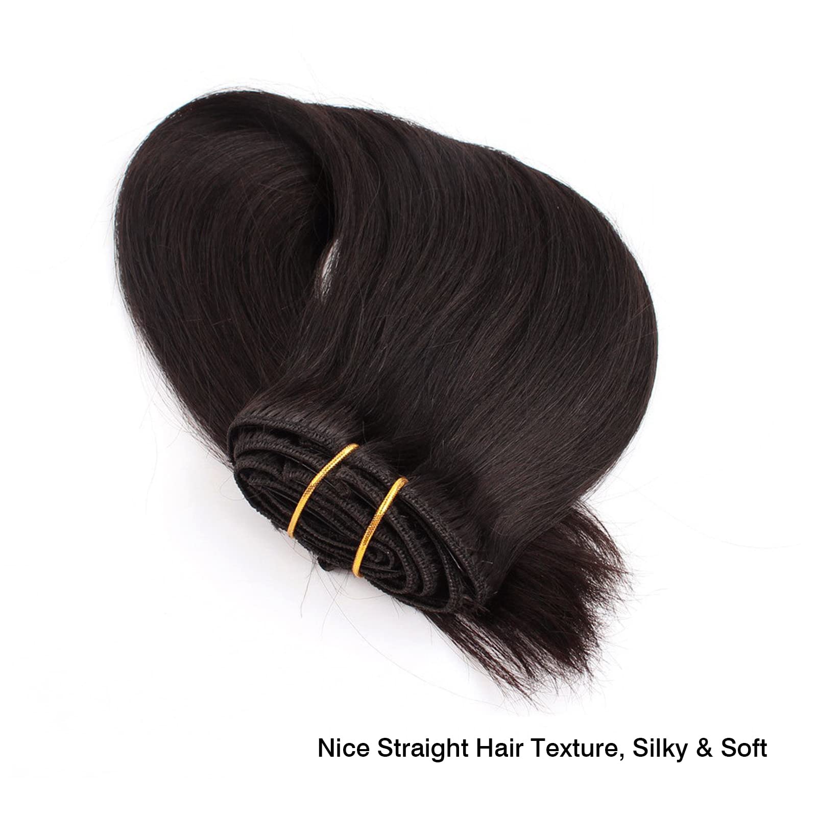 ABH AmazingBeauty Hair 20 Inch Silky Straight Clip in Hair Extensions for Black Women Straight Double Weft Thick Remy Hair Exten