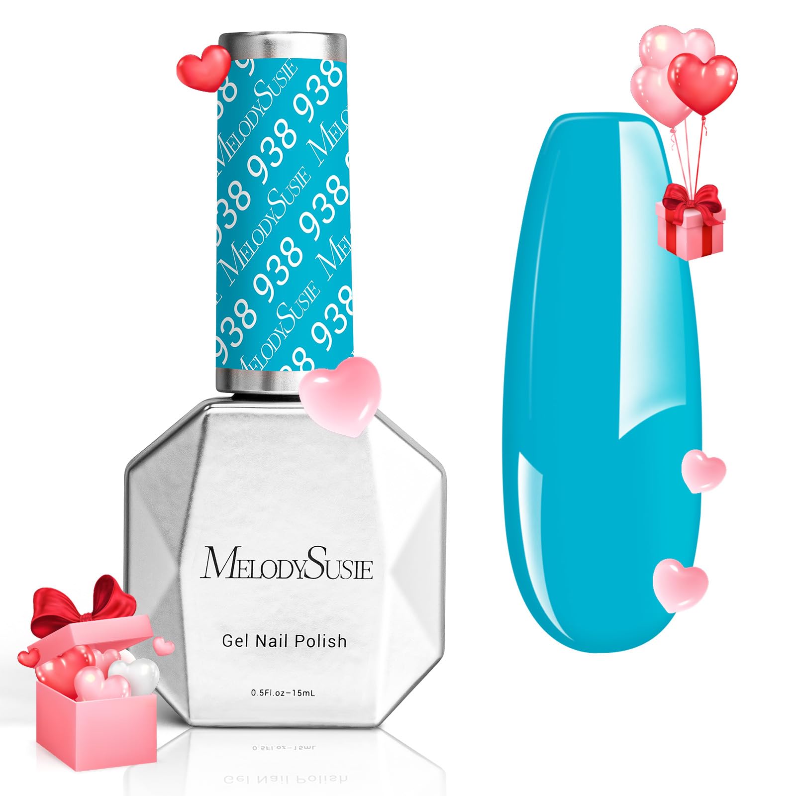 MelodySusie Thick Blue Gel Nail Polish,0.5fl oz Ocean Blue Nails Soak Off UV LED Light Baby Blue Gel Polish Christmas Gift for W