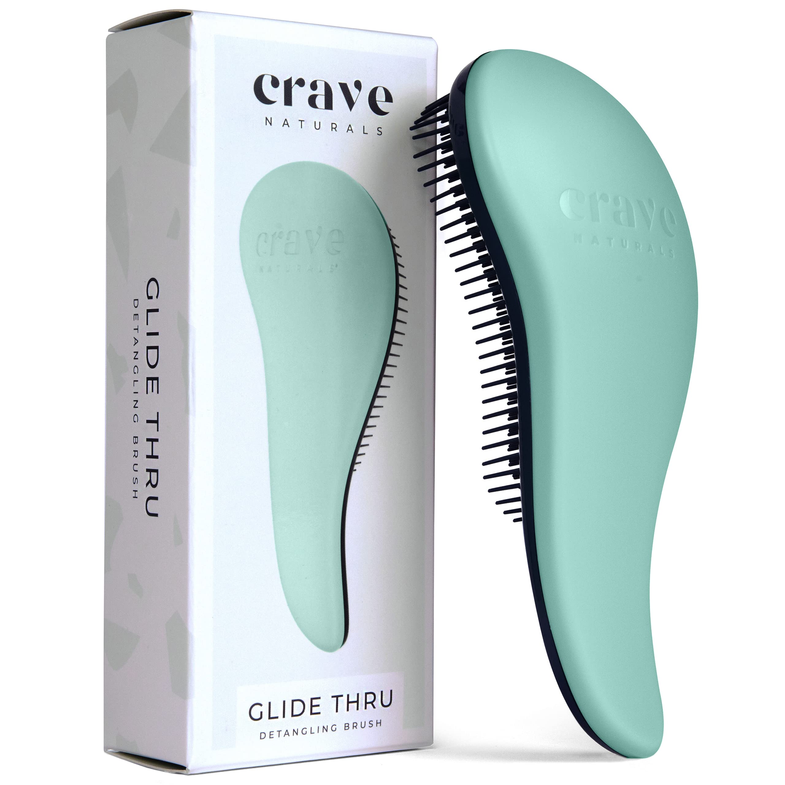 Crave Naturals Glide Thru Detangling Brush for Adults & Kids Hair - Detangler Brush for Natural, Curly, Straight, Wet or Dry Hai