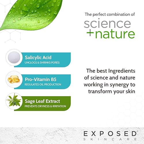 Exposed Skin Care Acne Facial Cleanser - Gentle Face Wash With Salicylic Acid For Acne Prone Skin - Pore Clarifying Acne Treatme