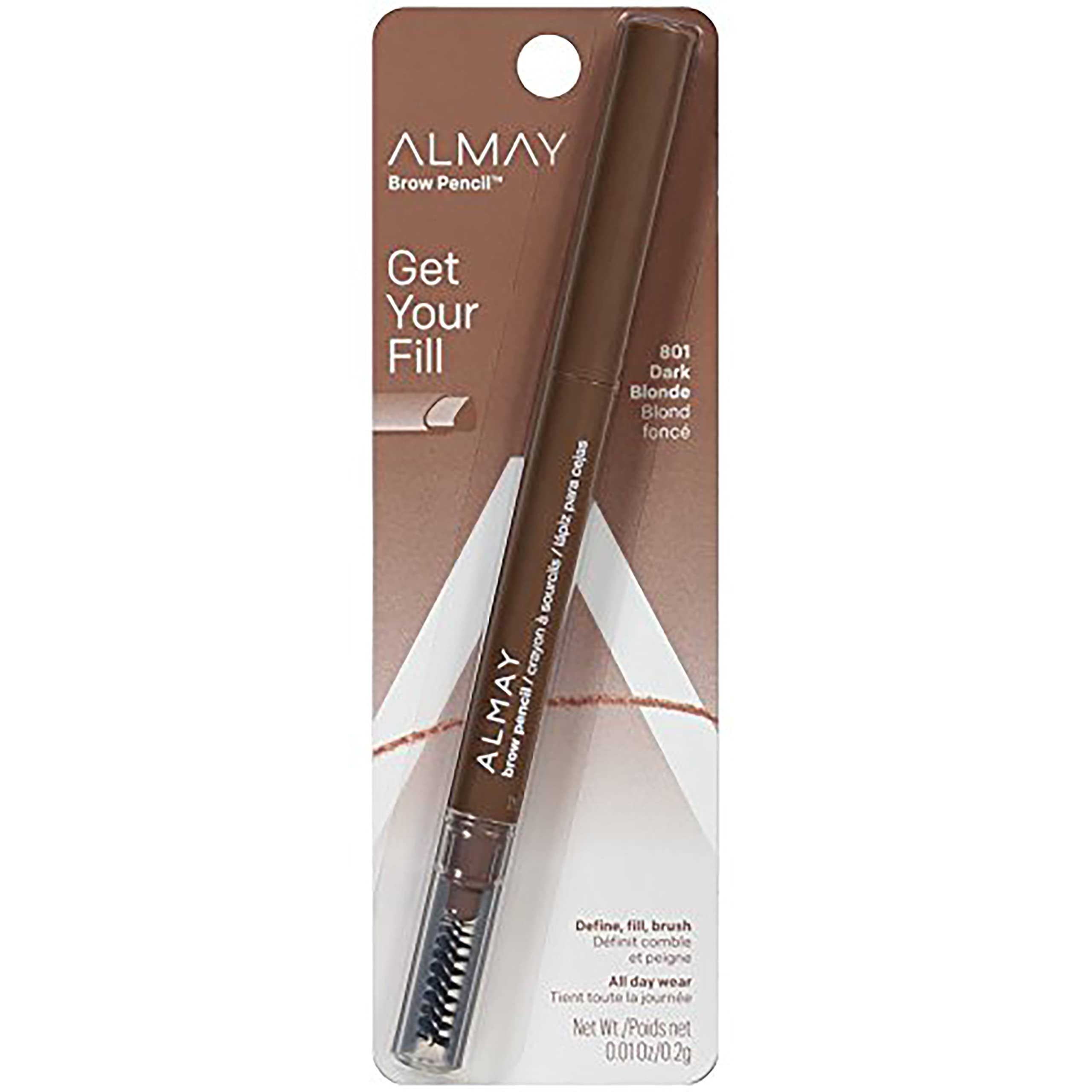 Almay Eyebrow Pencil With Eyebrow Brush, Easy To Achieve Brows, Hypoallergenic, 801 Dark Blonde, 0.01 Oz
