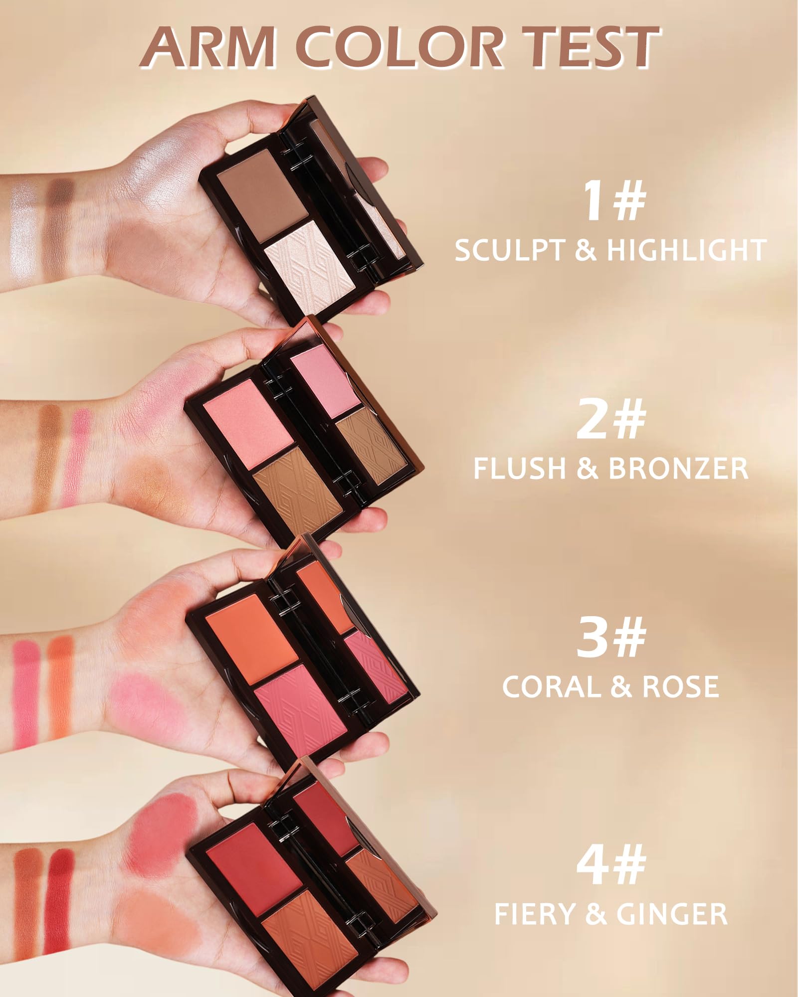 Face Matte Blush Powder Palette-2Colors Buildable Facial Cheek Blusher Pressed Powder Light Luxury Blush Contour Palette For Fac