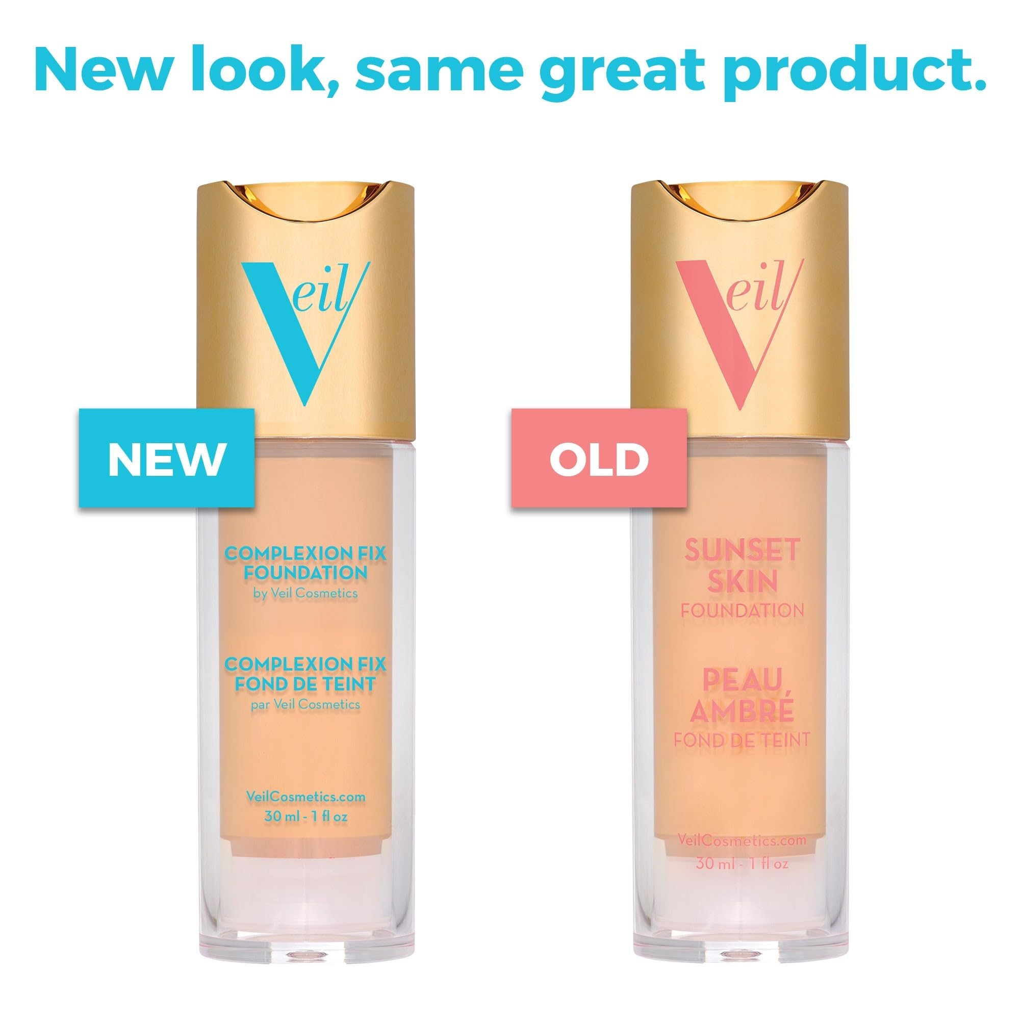 Veil Cosmetics Complexion Fix Liquid Foundation - Buildable Coverage - Water-Resistant, Hypoallergenic, Oil-Free, Cruelty-Free &