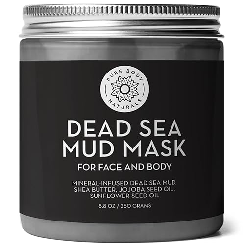 Pure Body Naturals Dead Sea Mud Mask - Face Mask and Body Mud for Acne, Blackheads, and Oily Skin - Facial Self Care for Men and