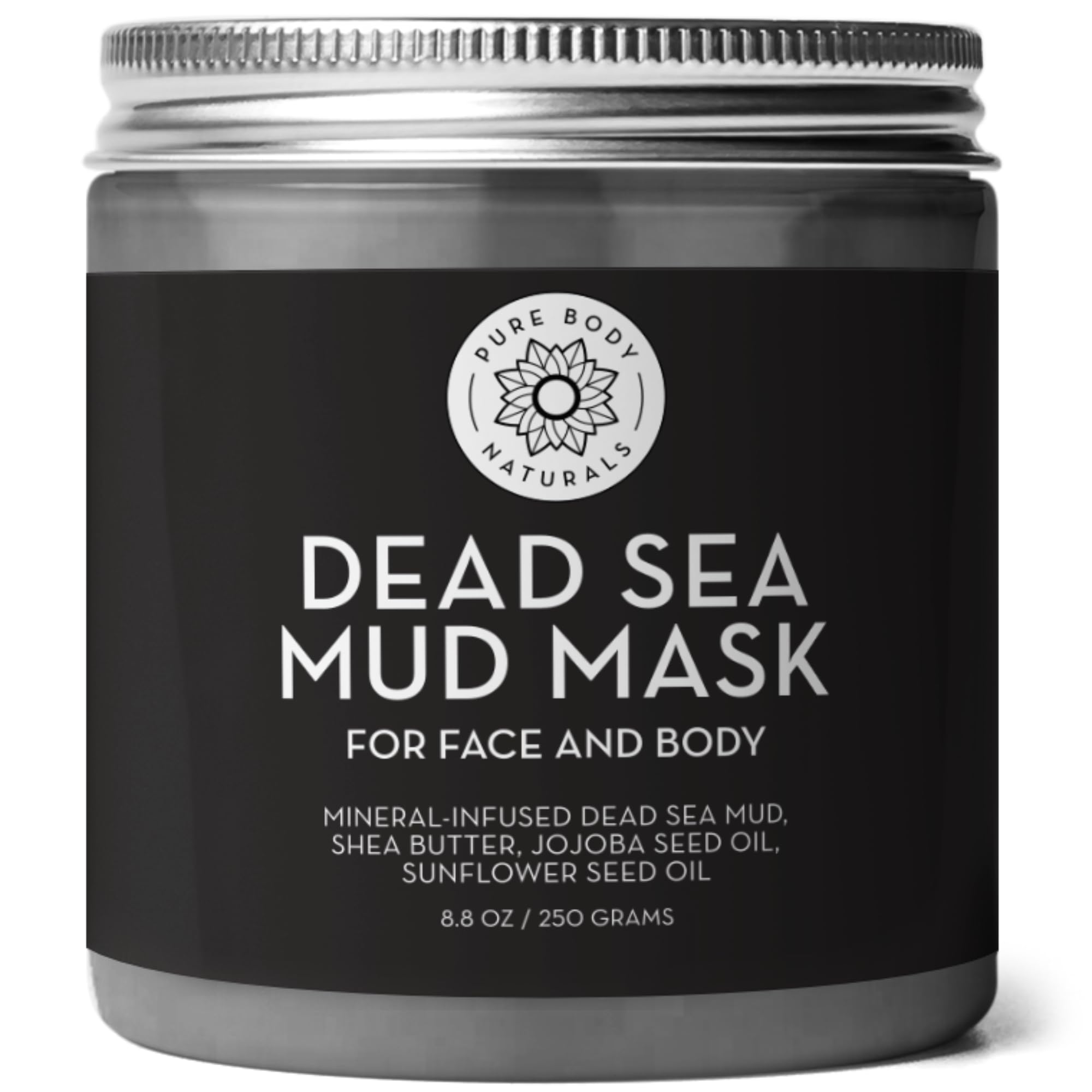 Pure Body Naturals Dead Sea Mud Mask - Face Mask and Body Mud for Acne, Blackheads, and Oily Skin - Facial Self Care for Men and