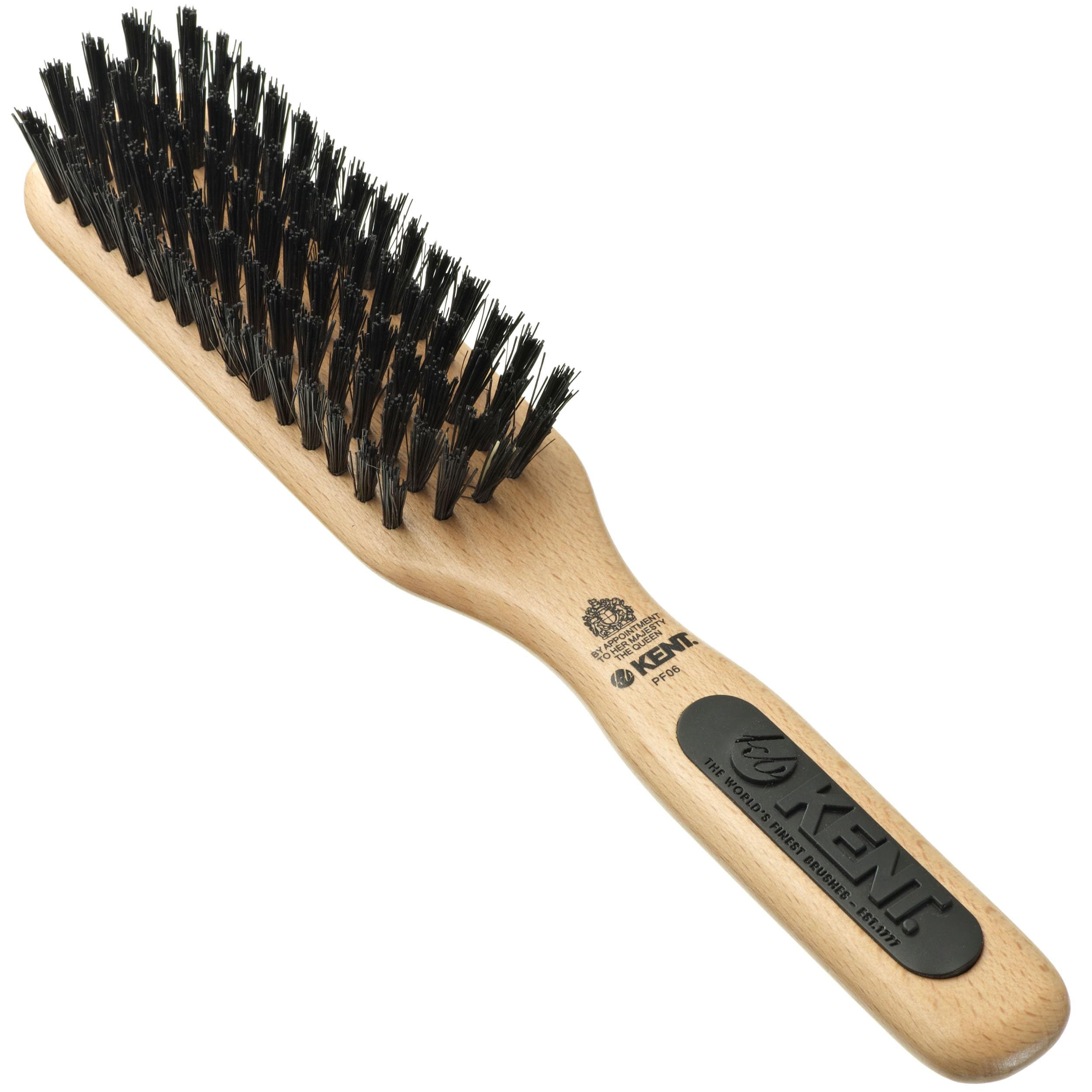 KENT PF06 Natural Wood Boar Bristle Hair Brush - Straightening Brush and Styling Brush for Short to Medium Length Hair - Natural