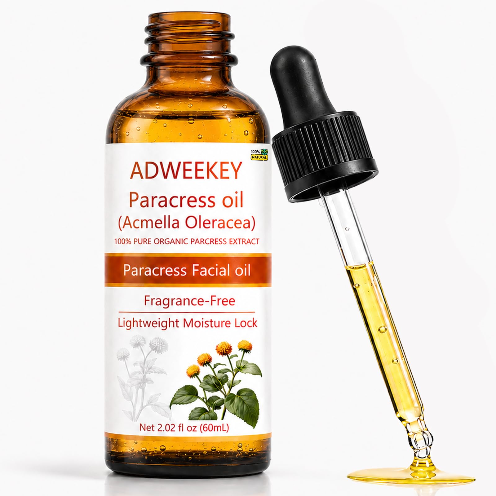 Adweekey Paracress Facial Oil for Face, Natural Firming Face Oil, Lightweight Hydrating Glow Oil, Facial Massage Oil for Gua Sha