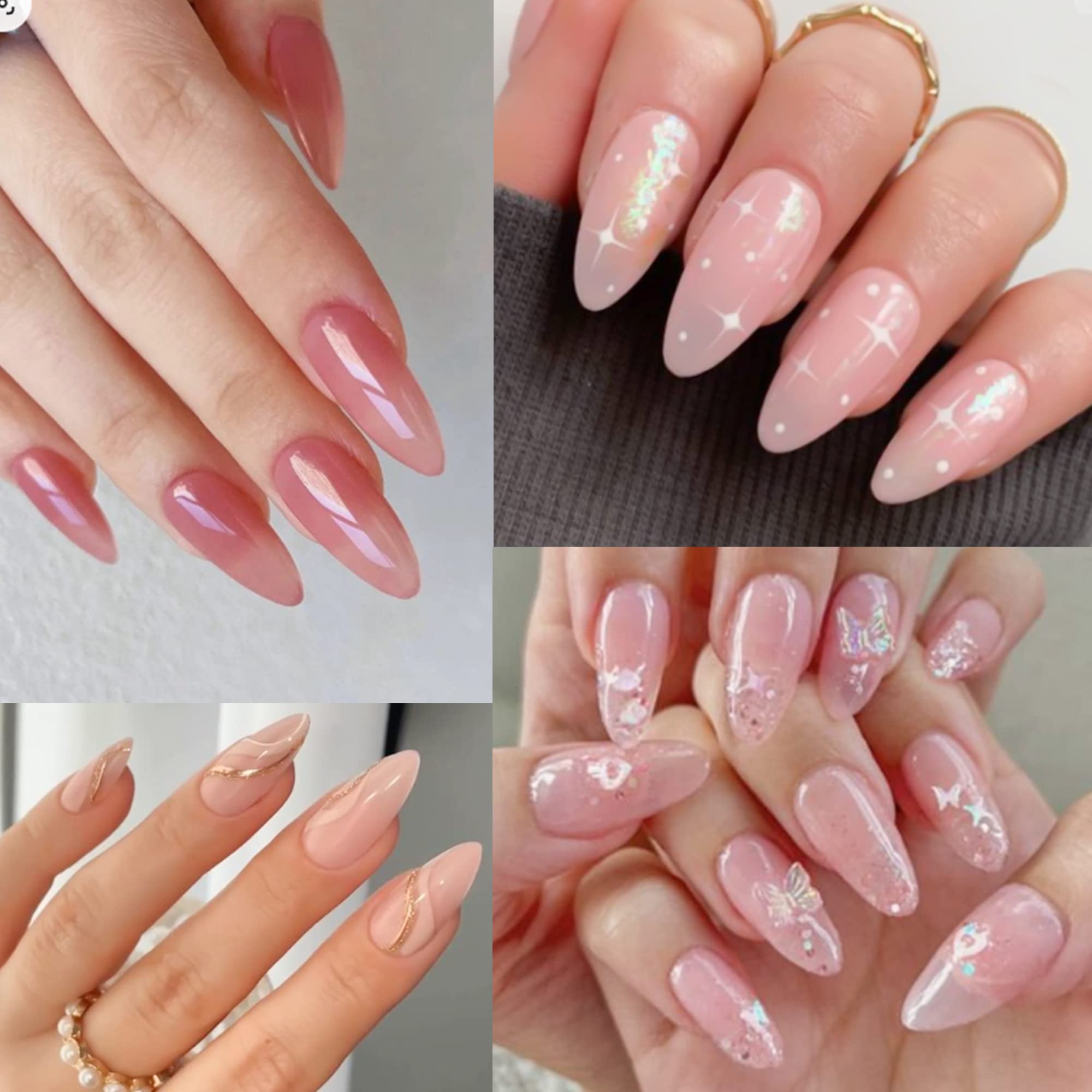 Una Gella Almond False Nails, 504Pcs Soft Gel Tips, Clear, Medium, 12 Sizes, For Nail/Dip/Poly Extensions, Press On Nails
