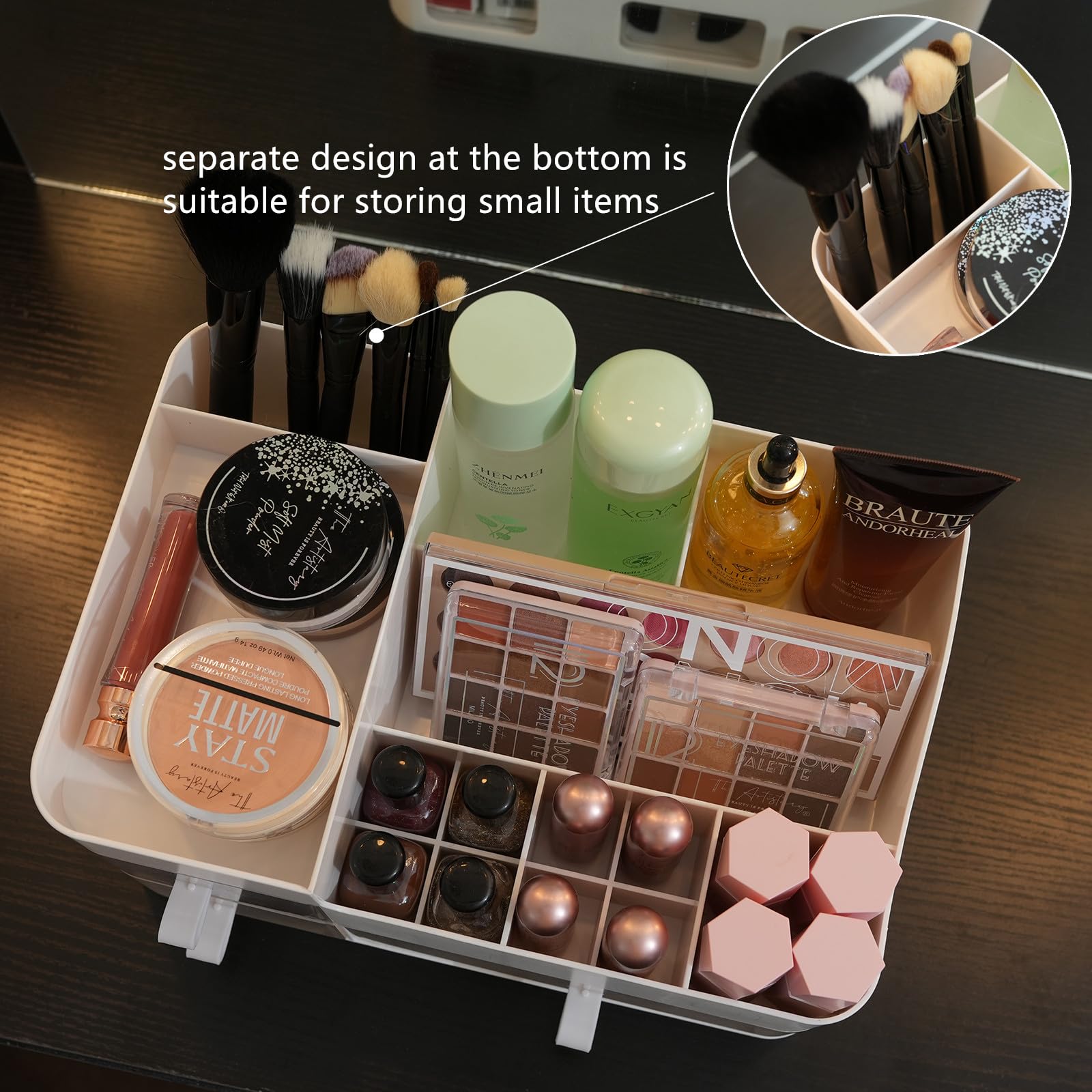 Klgo Makeup Organizer And Storage Cosmetic Display Case With 3 Clear Drawers Skincare Organizer For Bathroom Make Up Stand For V