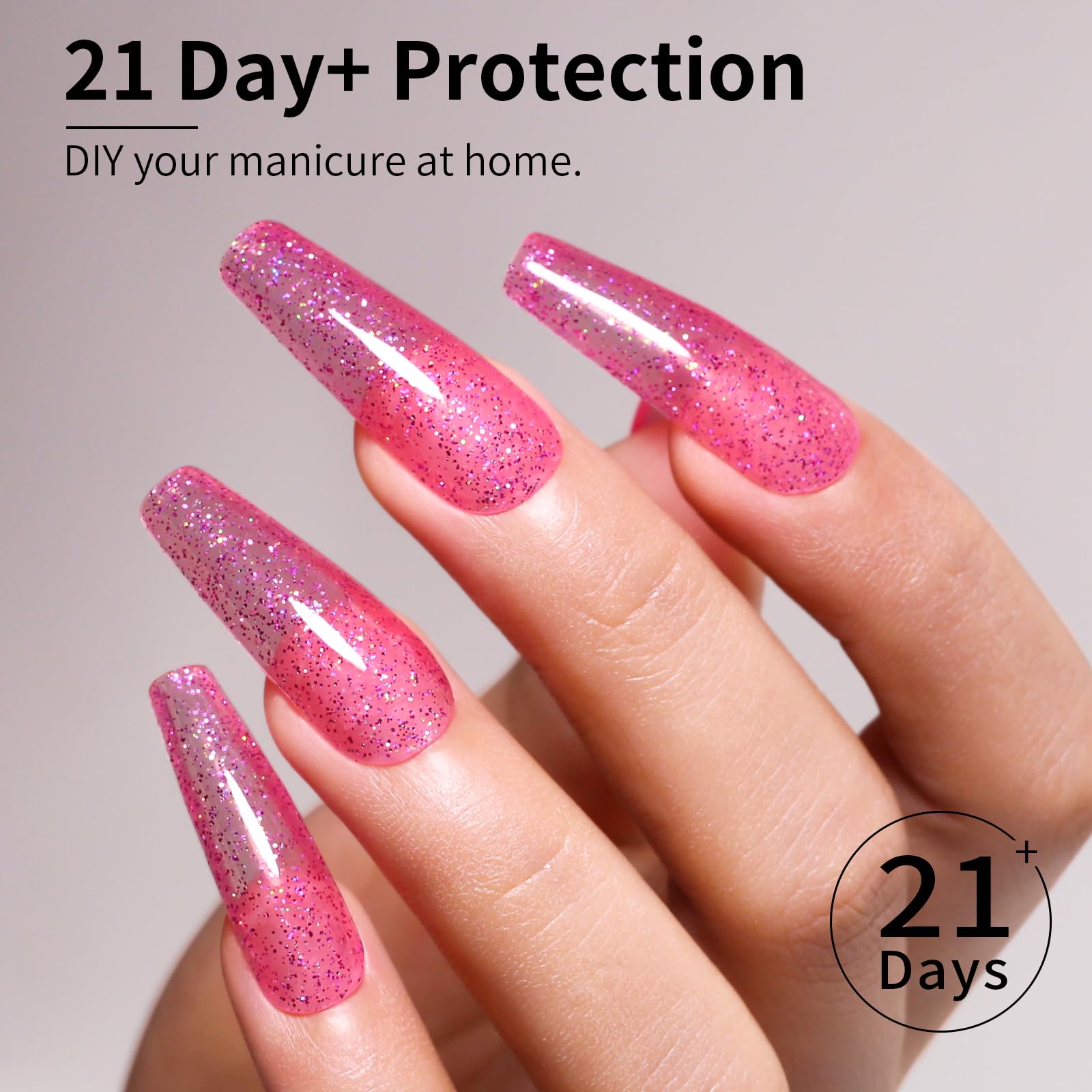 Firedeep Pink Glitter Gel Nail Polish 16Ml Big Bottles Sparkly Iridescent Glitter Uv/Led Soak Off Gel Polish For Nail Art Manicu