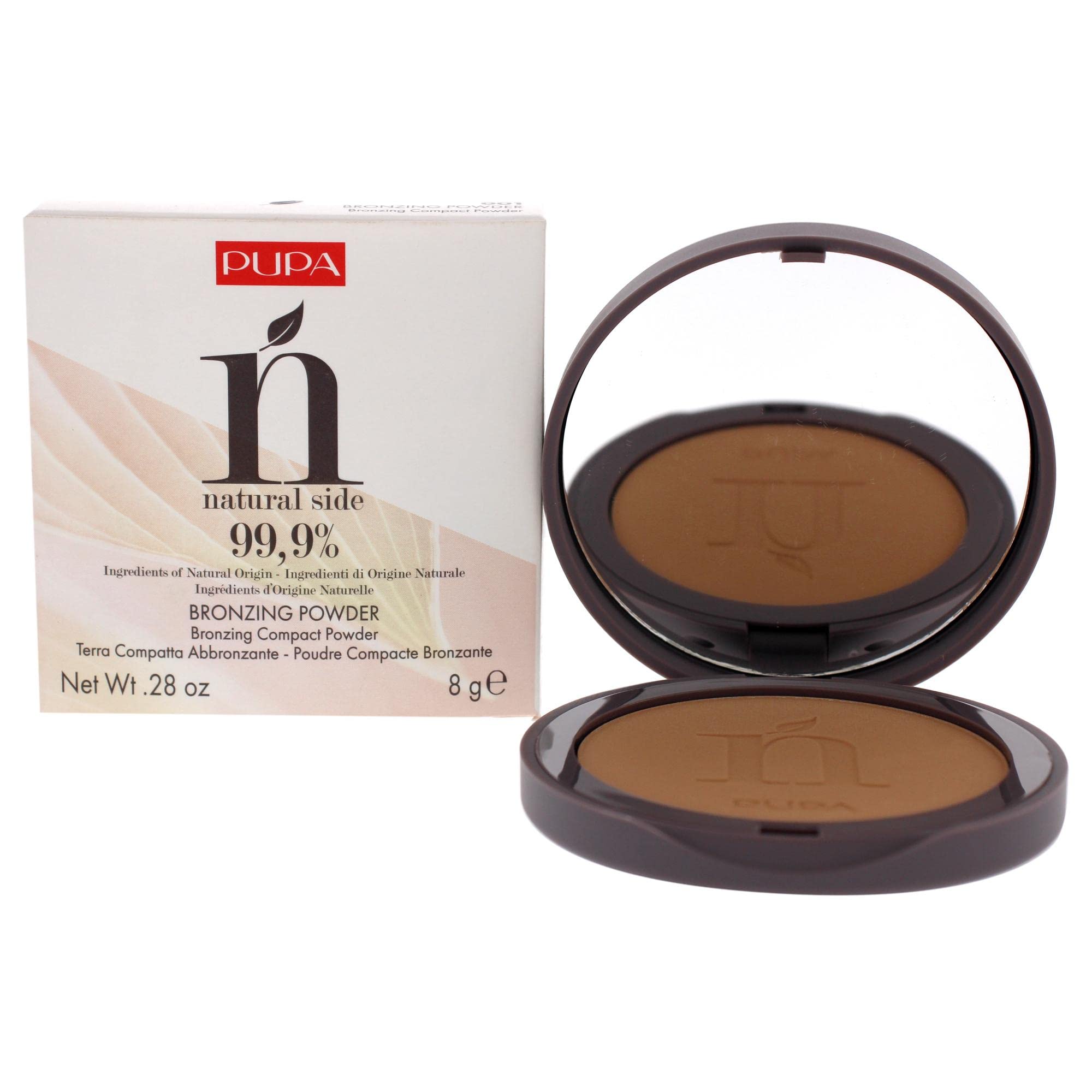 Pupa Milano Natural Side Bronzing Powder 001 Light Bronze - Add Warmth And Glow To Skin - Easy Blending Bronzer Contour Makeup P