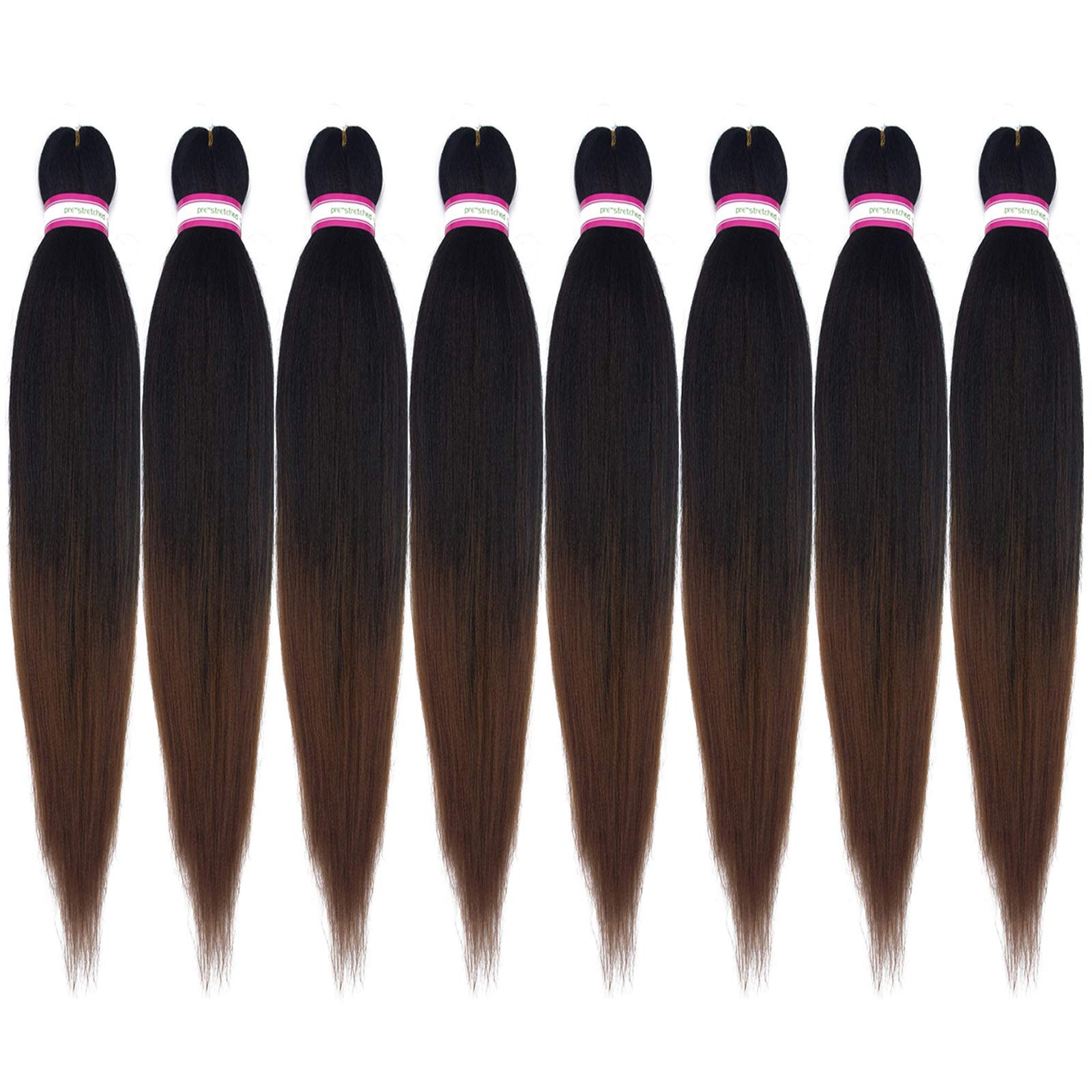 Pre Stretched Braiding Hair Extension Ombre Natural Black Brown Color 28 Inch Long Pre-Stretched Hair For Braiding Twist Braids