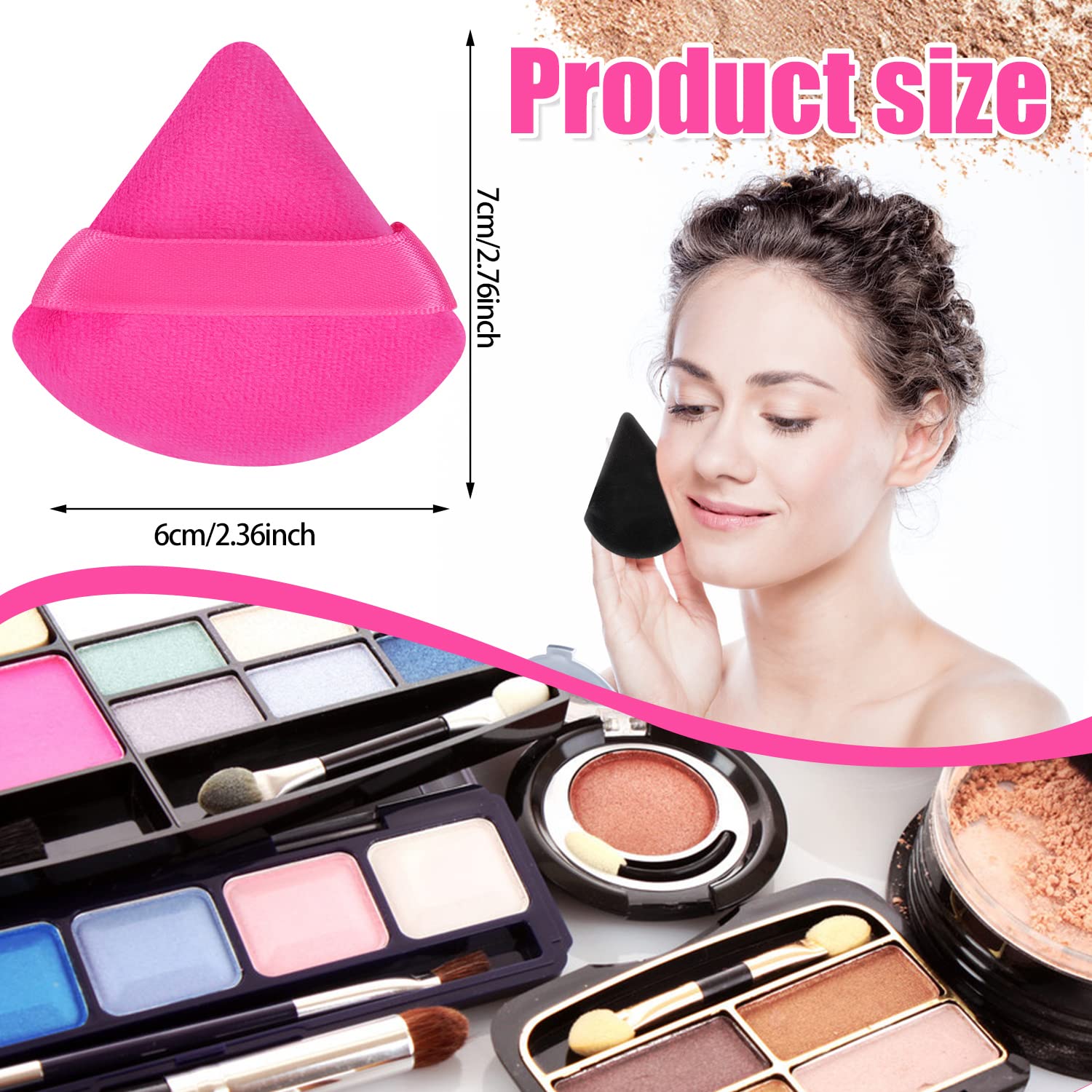 Pimoys 6 Pieces Powder Puff Face Soft Triangle Makeup Puff for Loose Powder Setting Powder, Velour Foundation Sponge Makeup Blen