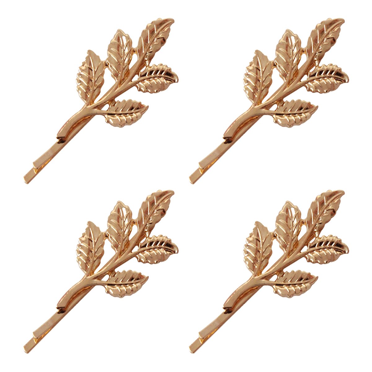 4 Pcs Women Gold Olive Branch Leaves Hair Clip Jewelry - Retro Bobby Pin Liu Hai Hairpin Side Clamp Wedding Barrette Headgear