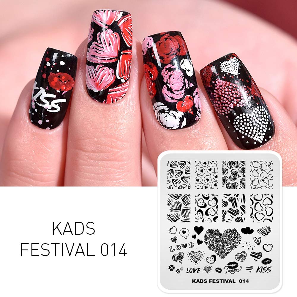 Kads Nail Art Image Stamping Plates Valentine'S Day Love Heart Diy Manicure Template Image Plate For Nail (Fe014)