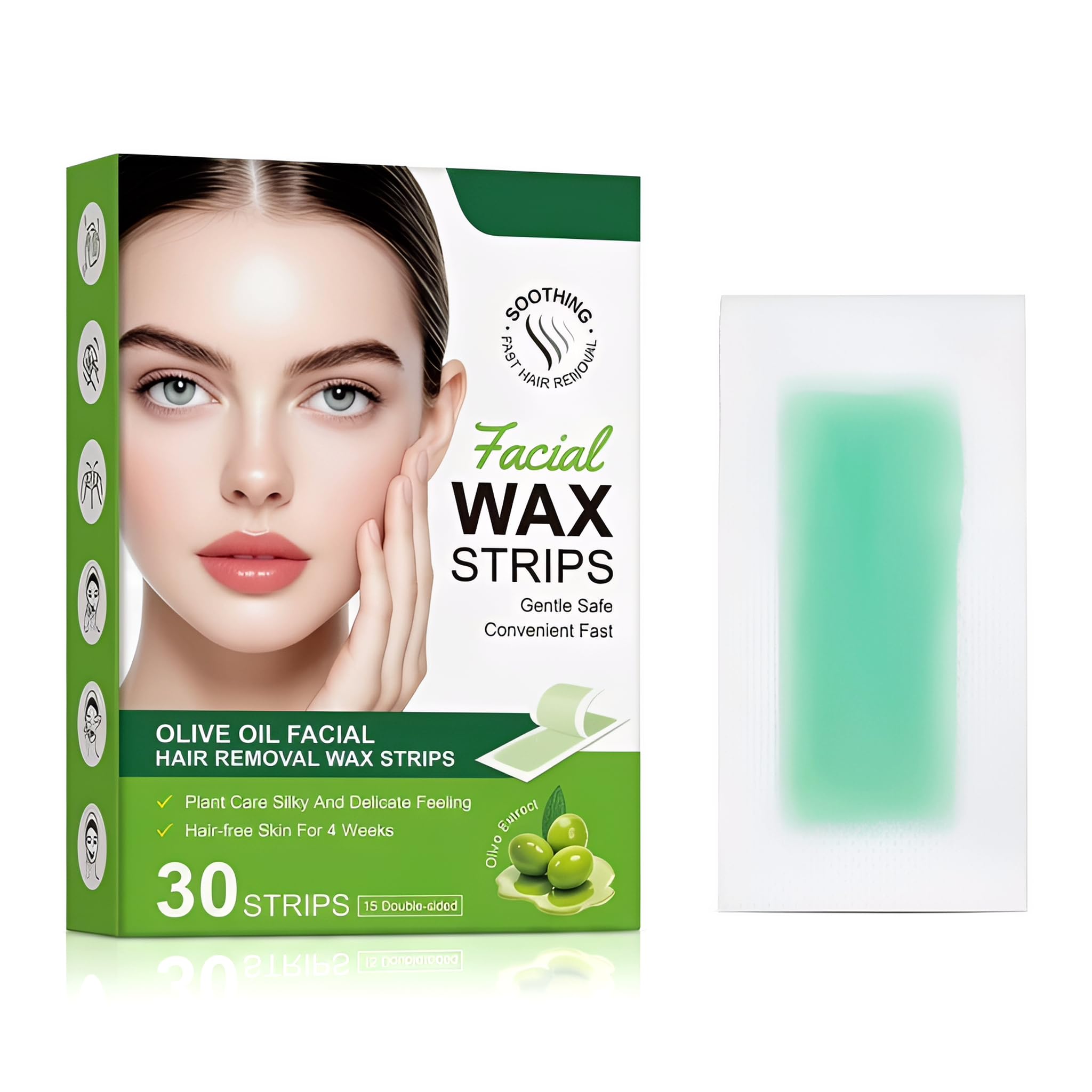 Wax Strips for Face, 30Pcs Waxing Strips for Body Hair Removal, Hypoallergenic for Sensitive Skin, Gentle & Quick Eyebrow Wax St