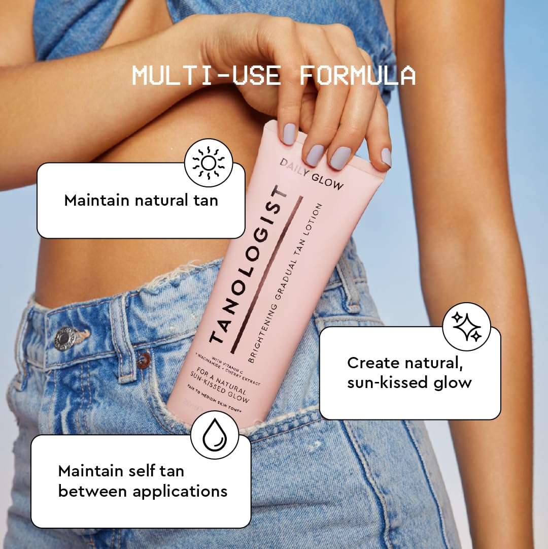 Tanologist Brightening Gradual Tan Lotion - Fair/Medium- Illuminating Self Tanning Lotion With Niacinamide & Vitamin C - Sun Kis