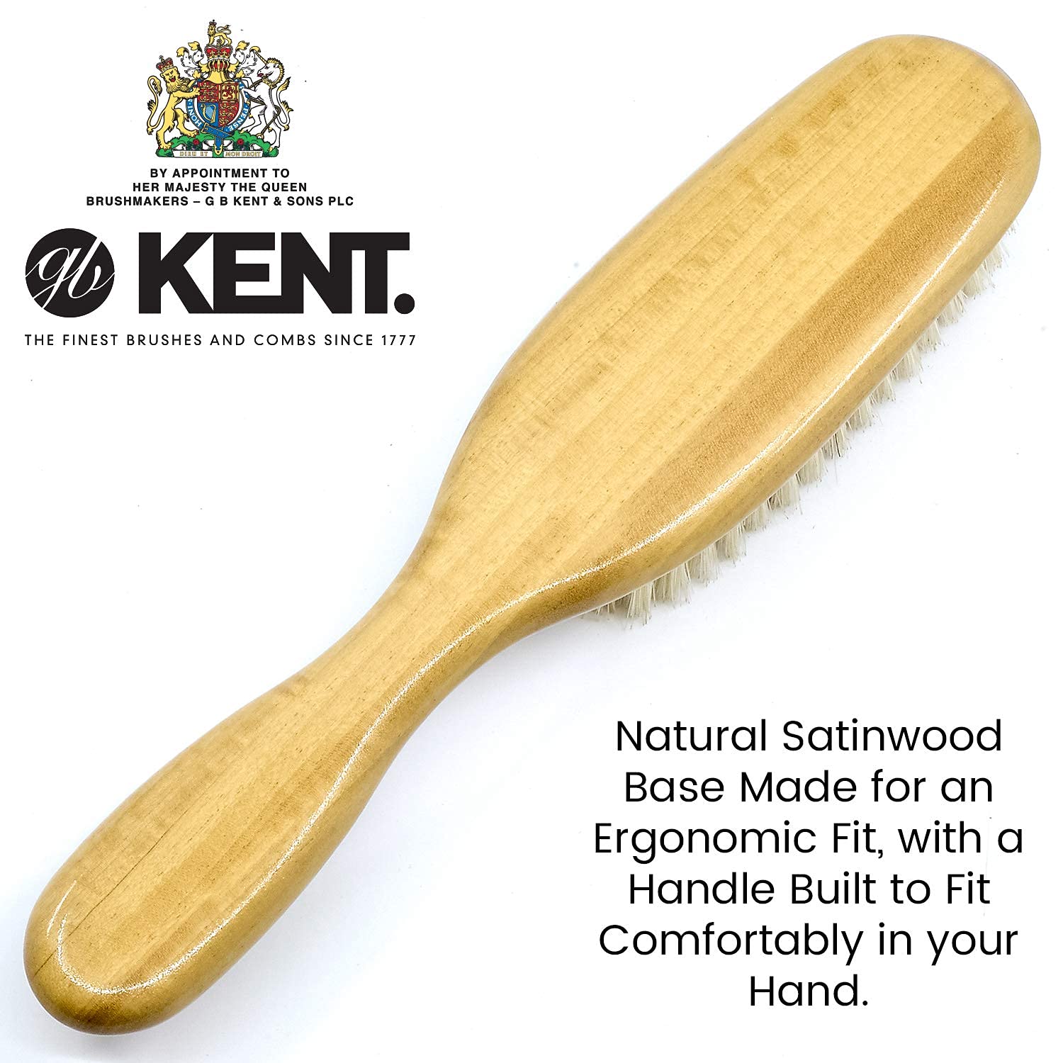 Kent Ls9D Ladies Finest Hair Brush For Women - Boar Bristle Hair Brush Made Of Satinwood And Soft Boar Bristle For Thin Hair - L