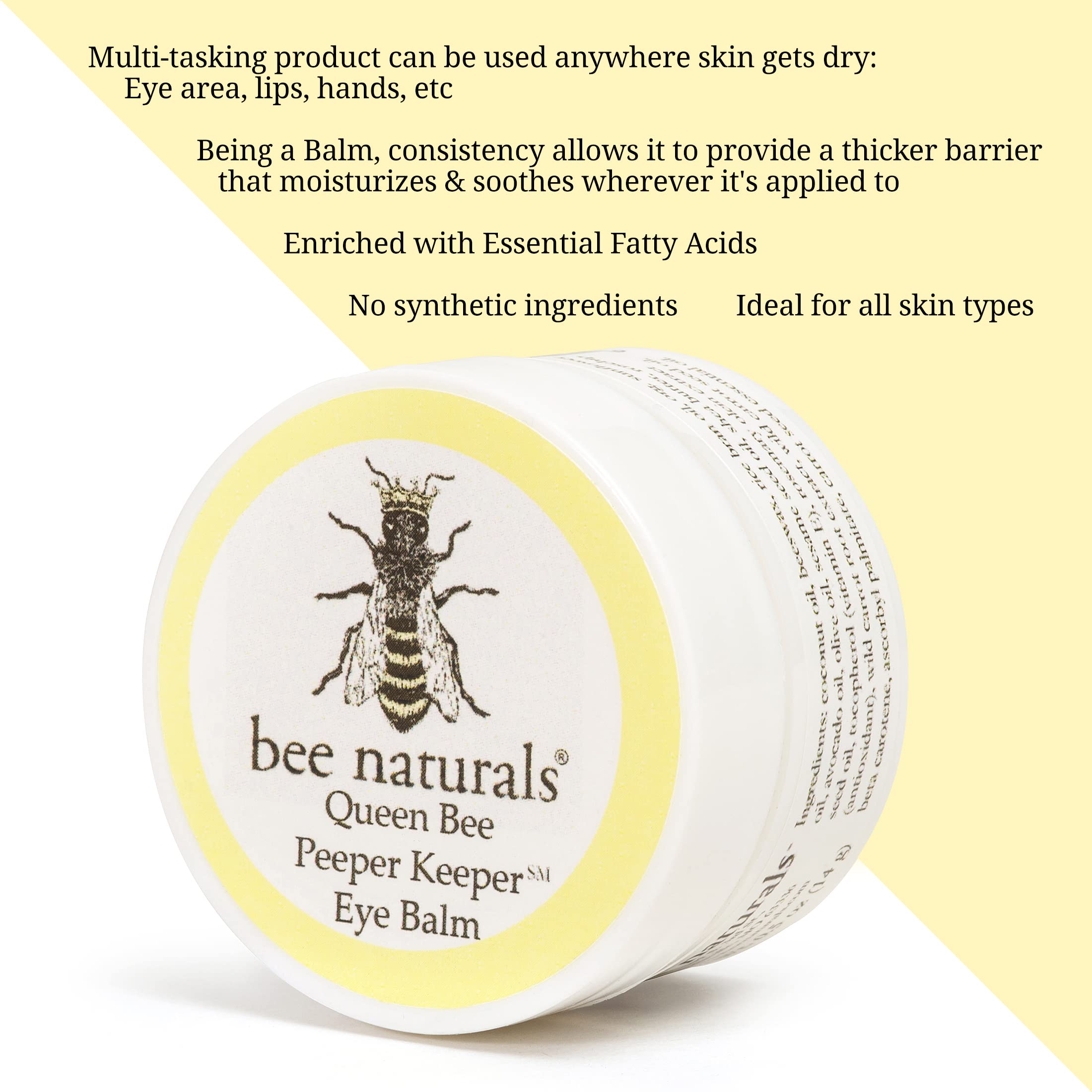 Queen's Best Eye Balm Peeper Keeper - Natural Eyelid Cream with Vitamin E & 10 Oils - Reduces Crow's Feet, Wrinkles & Fine Lines
