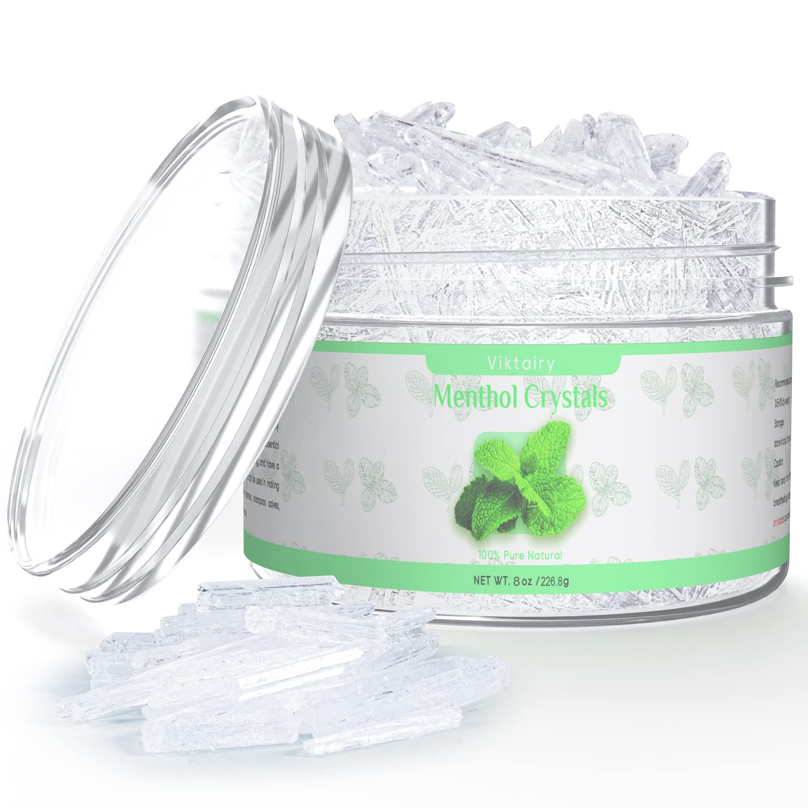 Viktairy Menthol Crystals Bulk 8 oz, 100% Pure Organic Mint Crystals| Great for Making Shower Steamers, Creams and Soaps