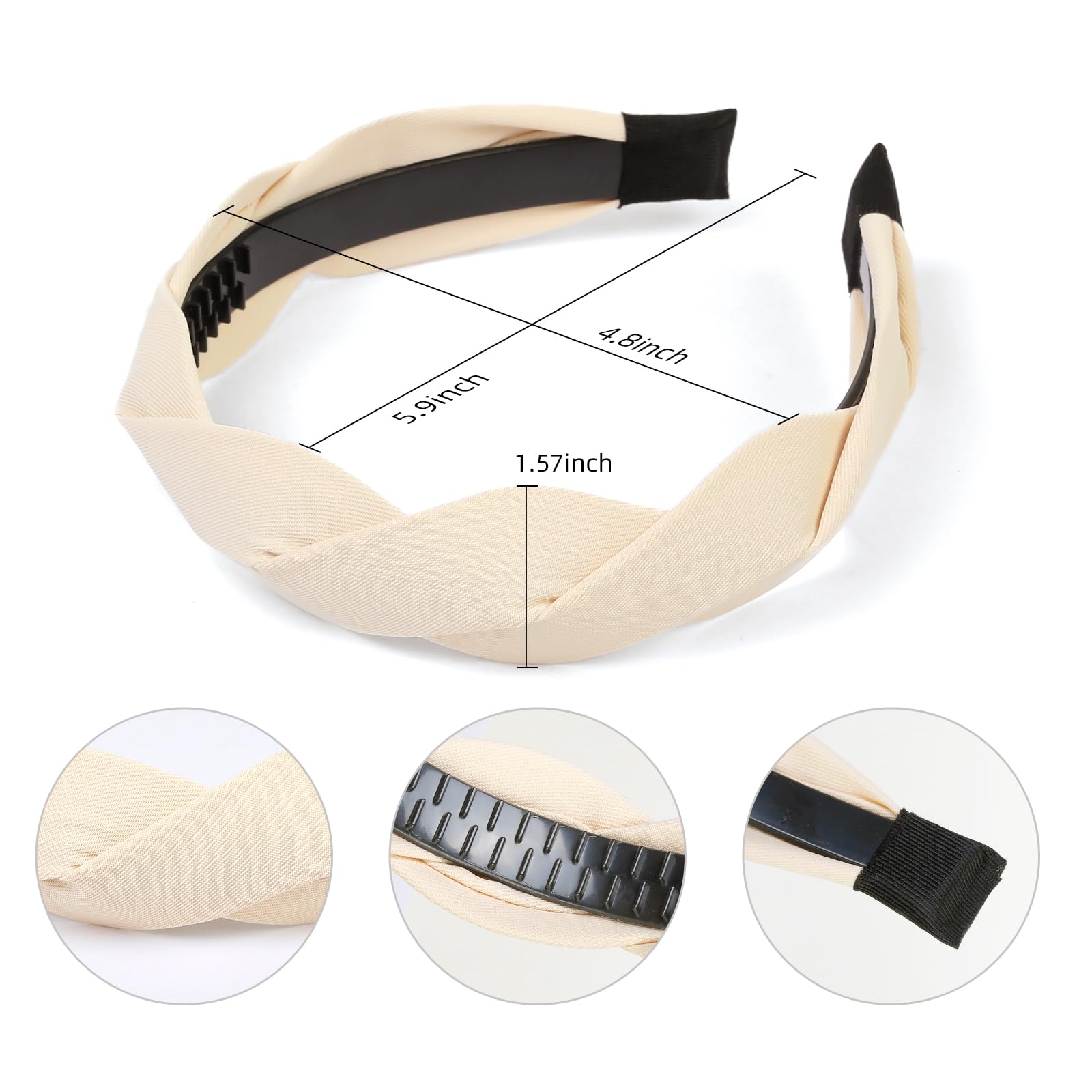 Wovowovo 4 Pieces Braided Headband For Women Girls Wide Hairband Fashion Non Slip Hairhoop Fabric Solid Colors Accessories
