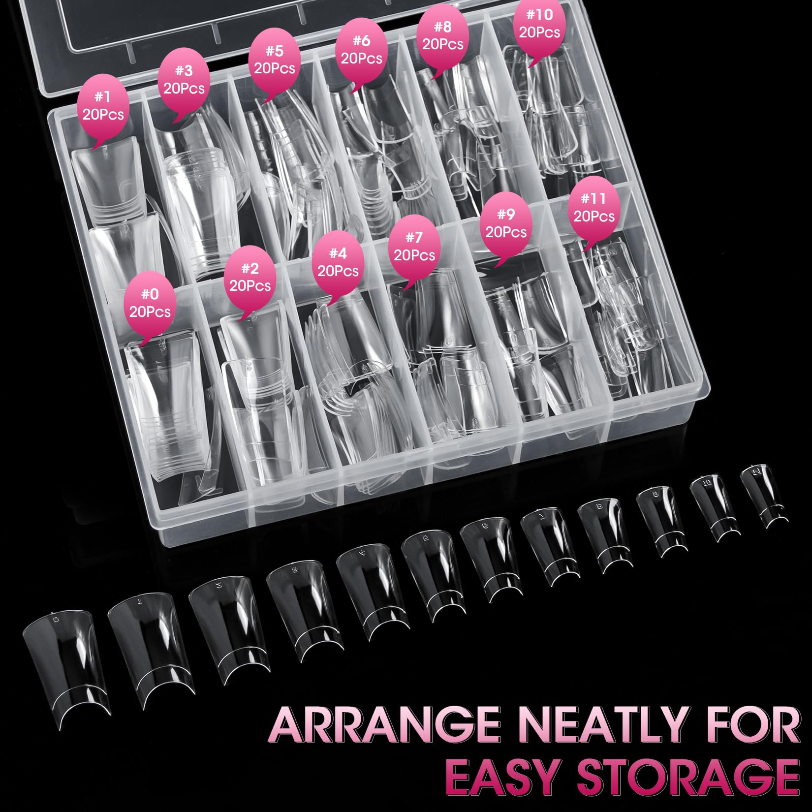 krofaue Duck Nail Tips - 240pcs Clear Soft Gel Curved Half Cover Nails - Plastic French Style with Box - Perfect for Nail Salon