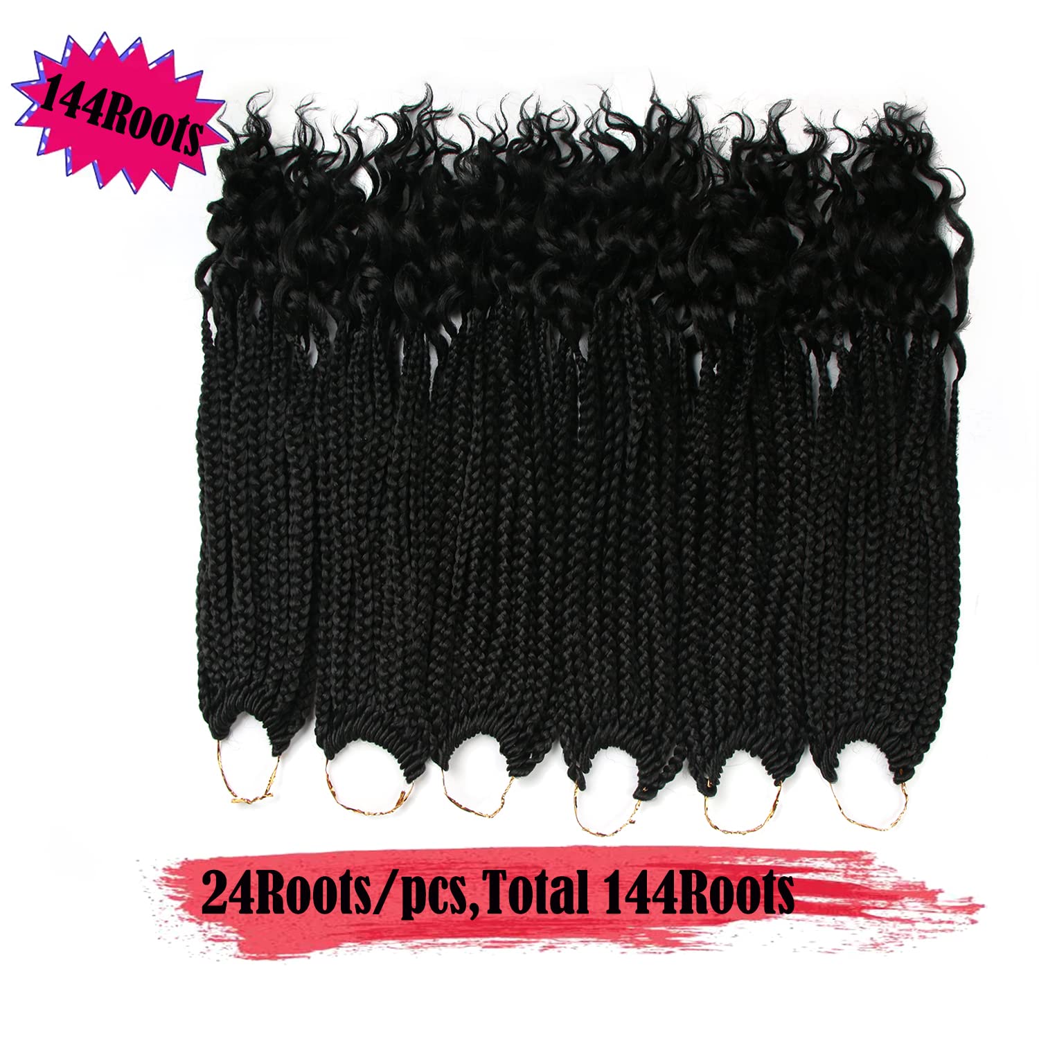 Crochet Box Braids Crochet Hair 14Inch Crochet Box Braids Hair Black Box Braids Hair With Curly Ends Crochet Braids Hair For Bla