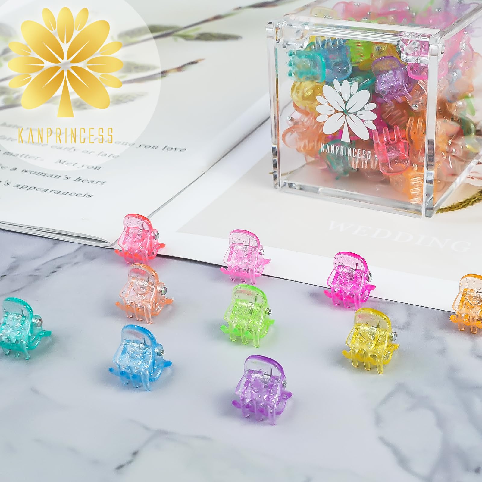 KANPRINCESS 70PCS Mini Hair Clips with Fancy Box Classics Small Claw Clips for Women and Girls Hair Accessories for Gift(SET10)