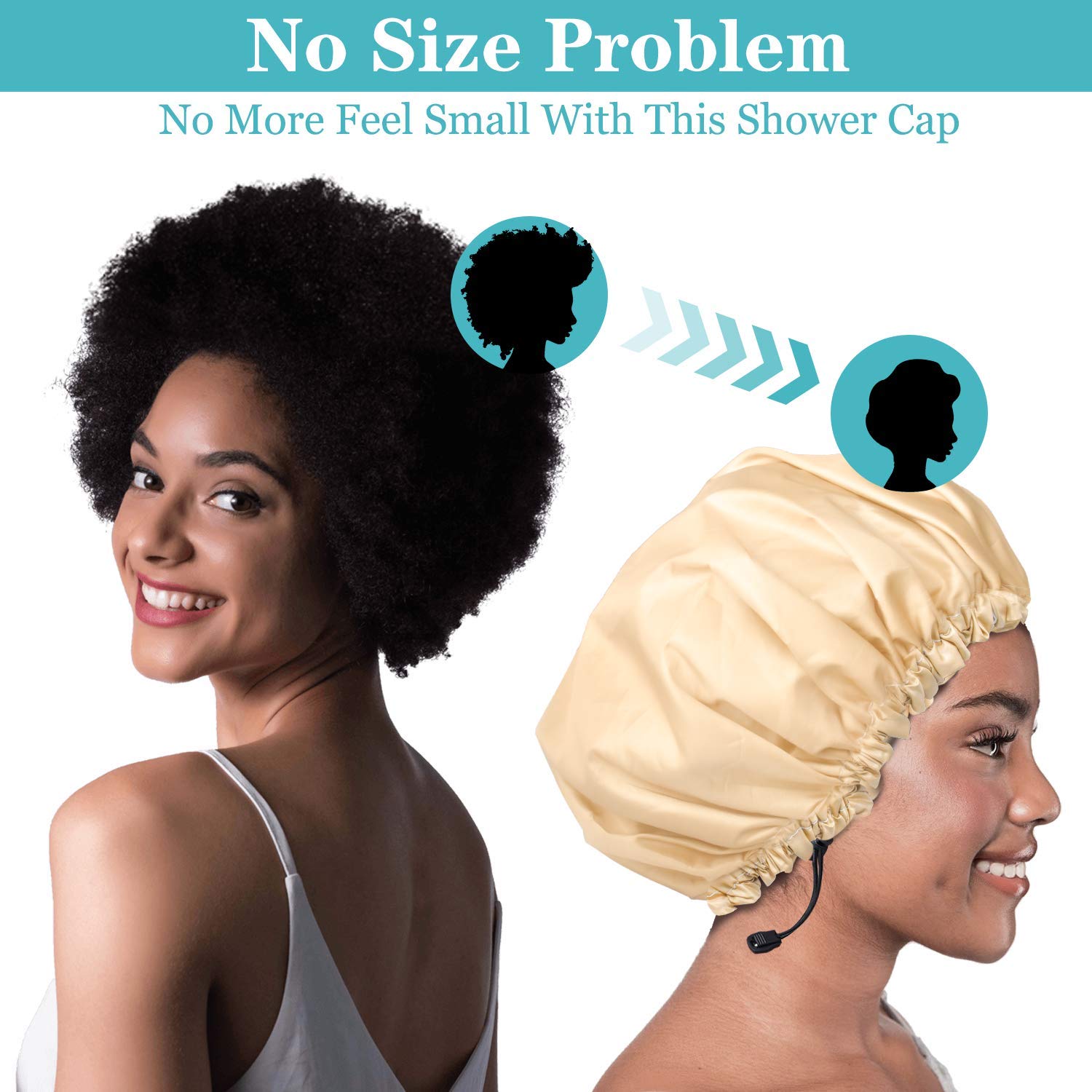 3 Packs Shower Caps For Women Reusable Waterproof Double Layer Extra Large Adjustable Bath Cap Leakproof For All Hair Lengths St