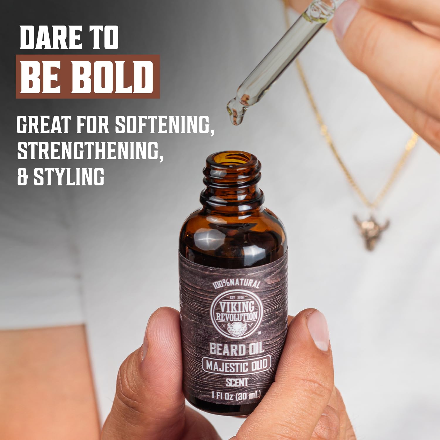 Viking Revolution Majestic Oud Beard Oil For Men - Natural Mens Beard Oil With Argan Oil And Jojoba Oil - Beard Softener, Streng