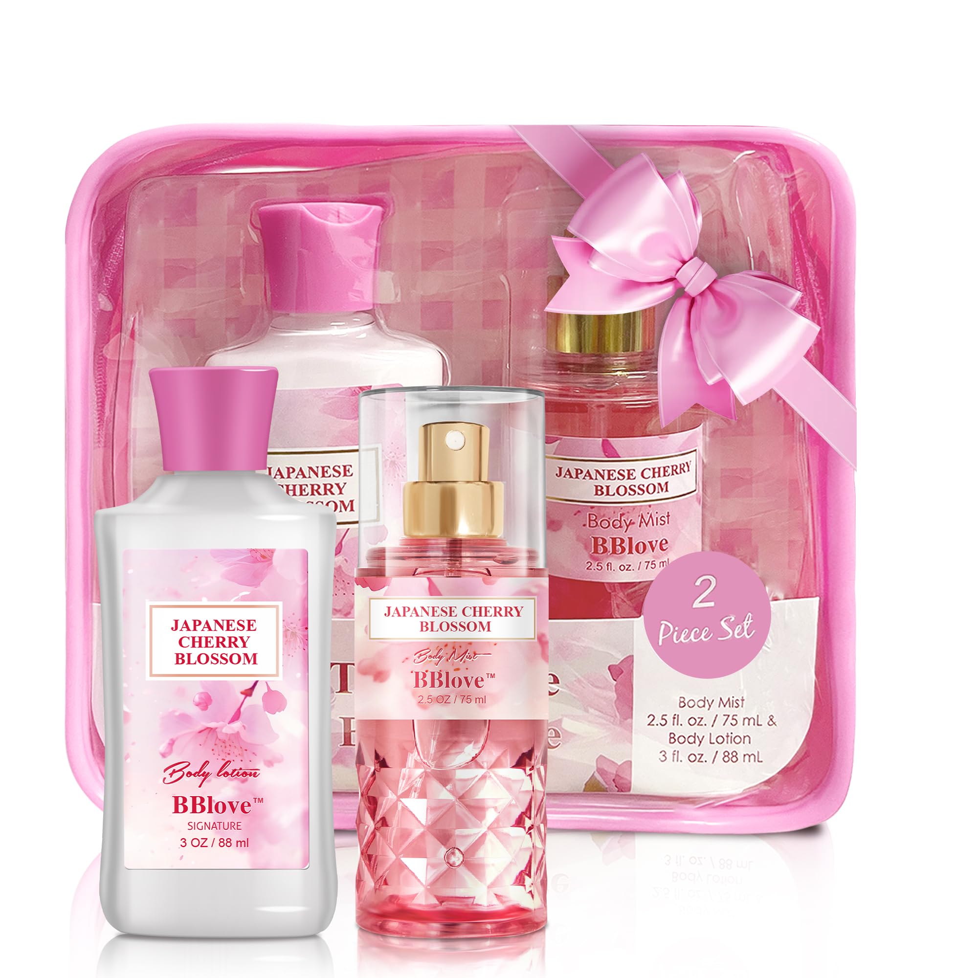 Bblove Bath And Body Gift Set For Women & Girls, Japanese Cherry Blossom, 4Pcs Set For-Shower Gel, Body Lotion, Body Mist, Exfol