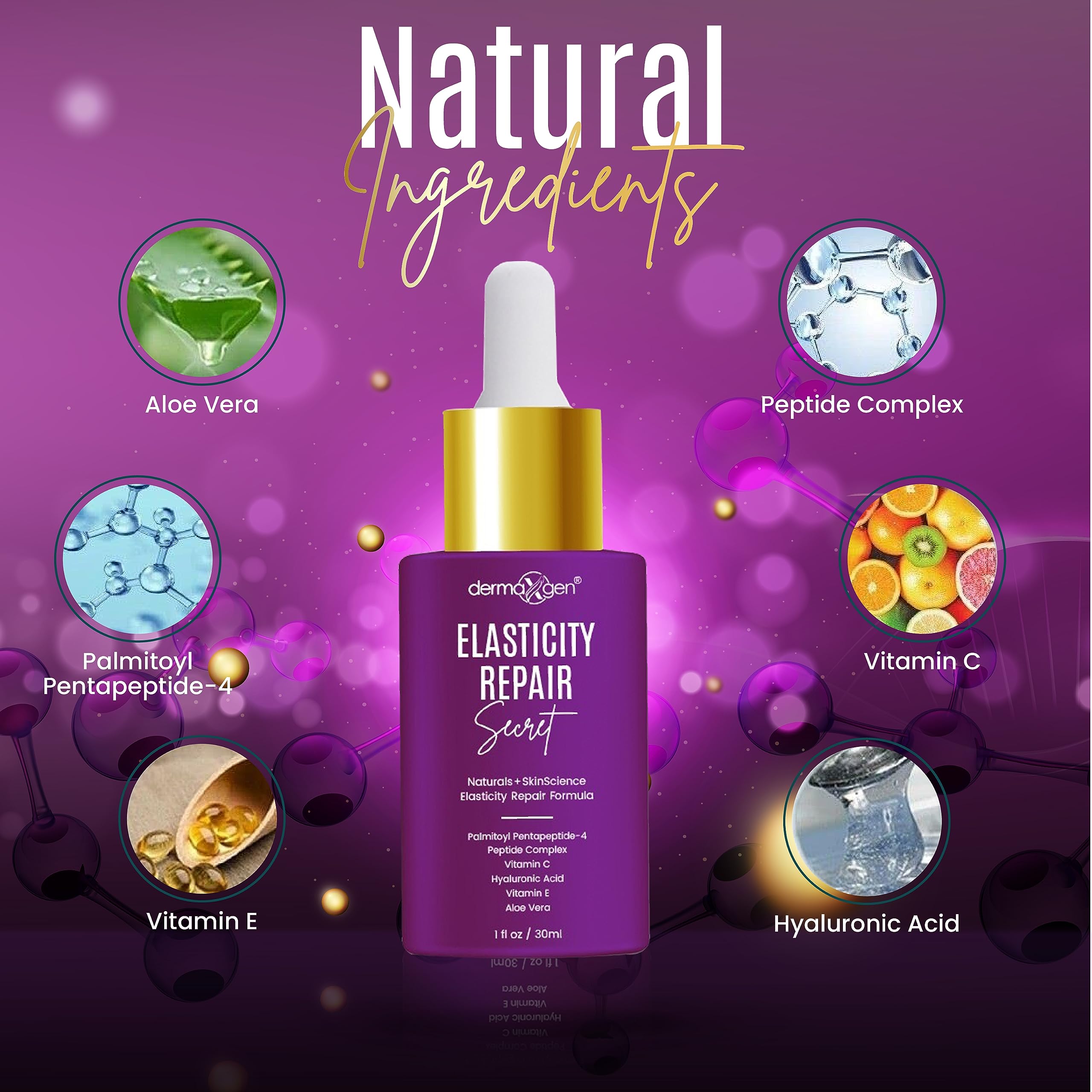 DERMAXGEN Elasticity Repair Serum, MATRIXYL 3000 - PURE ORGANIC Powerful Triple Combination Serum/Anti-Aging, Facial AGED Wrinkl