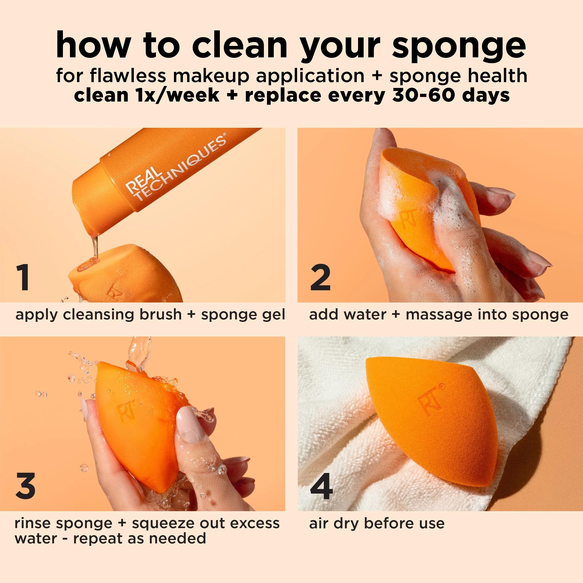 Real Techniques Miracle complexion Sponge, Makeup Blending Sponge, For Foundation, Offers Light To Medium coverage, Natural, Dew