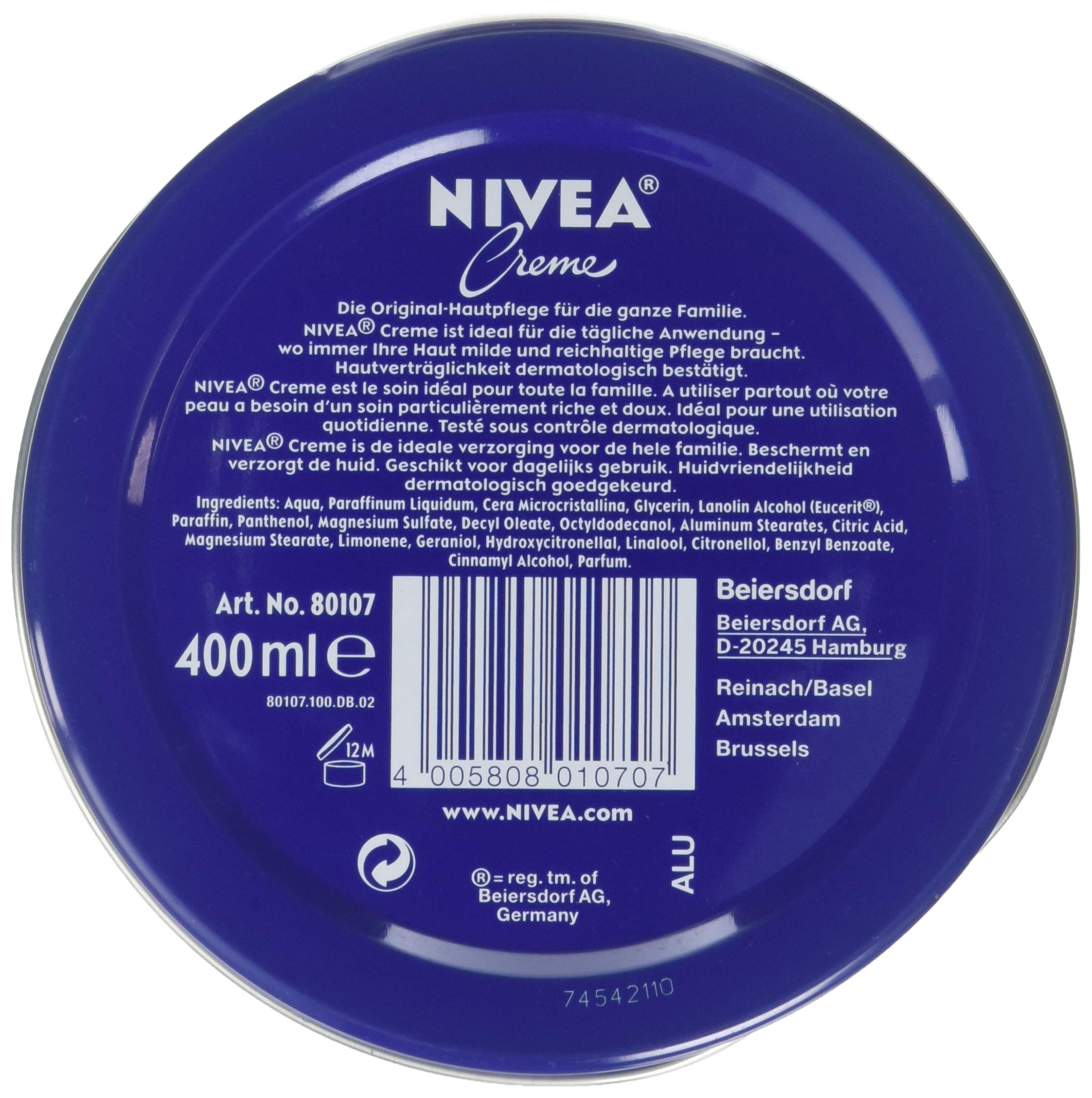 Nivea Unscented Creme 13.5Oz - Hydrating Whole Body Moisturizer (Pack Of 3)