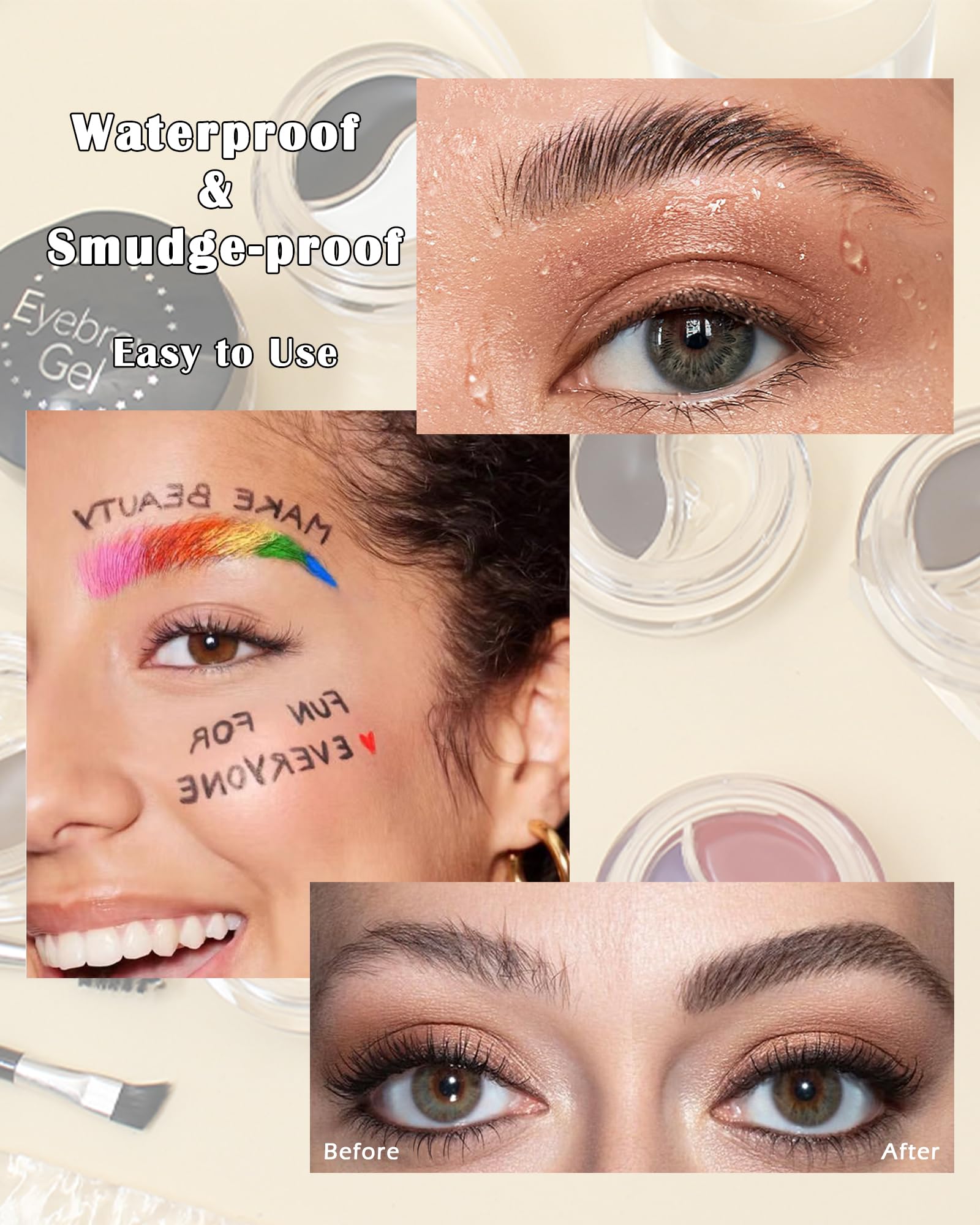 Eyebrow Pomade Brow Gel,2-in-1 medium Brown &Clear Eyebrow Color Wax With Brushes,Long-Lasting Waterproof High Pigment Cream Bro