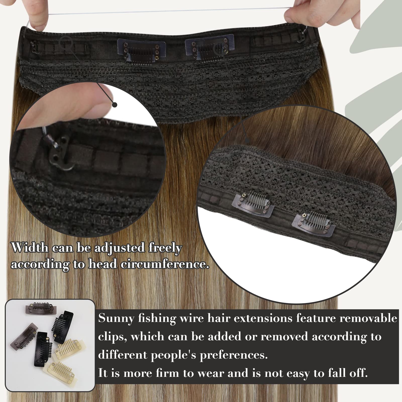 Sunny 22Inch Wire Hair Extensions Ombre Brown Fish Wire Hair Extensions Straight Dark Brown Ombre Light Brown And Blonde Hairpie